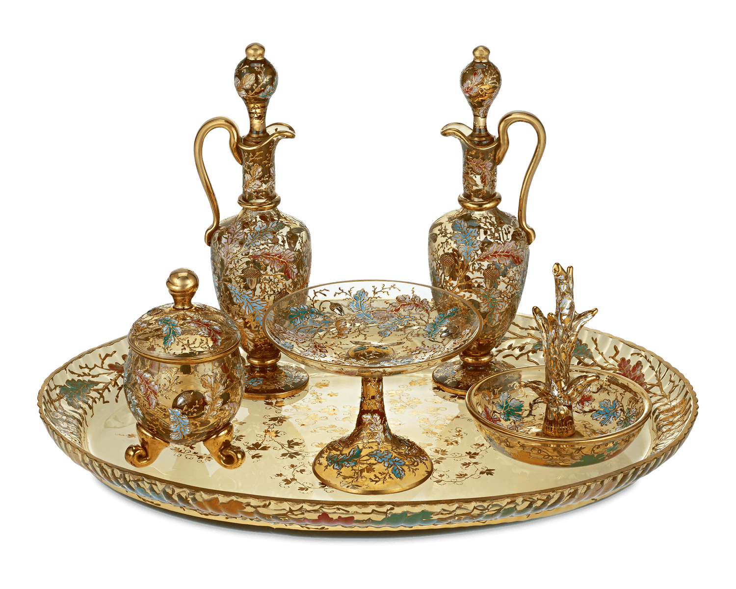 Moser Enameled Glass Dressing Table Set