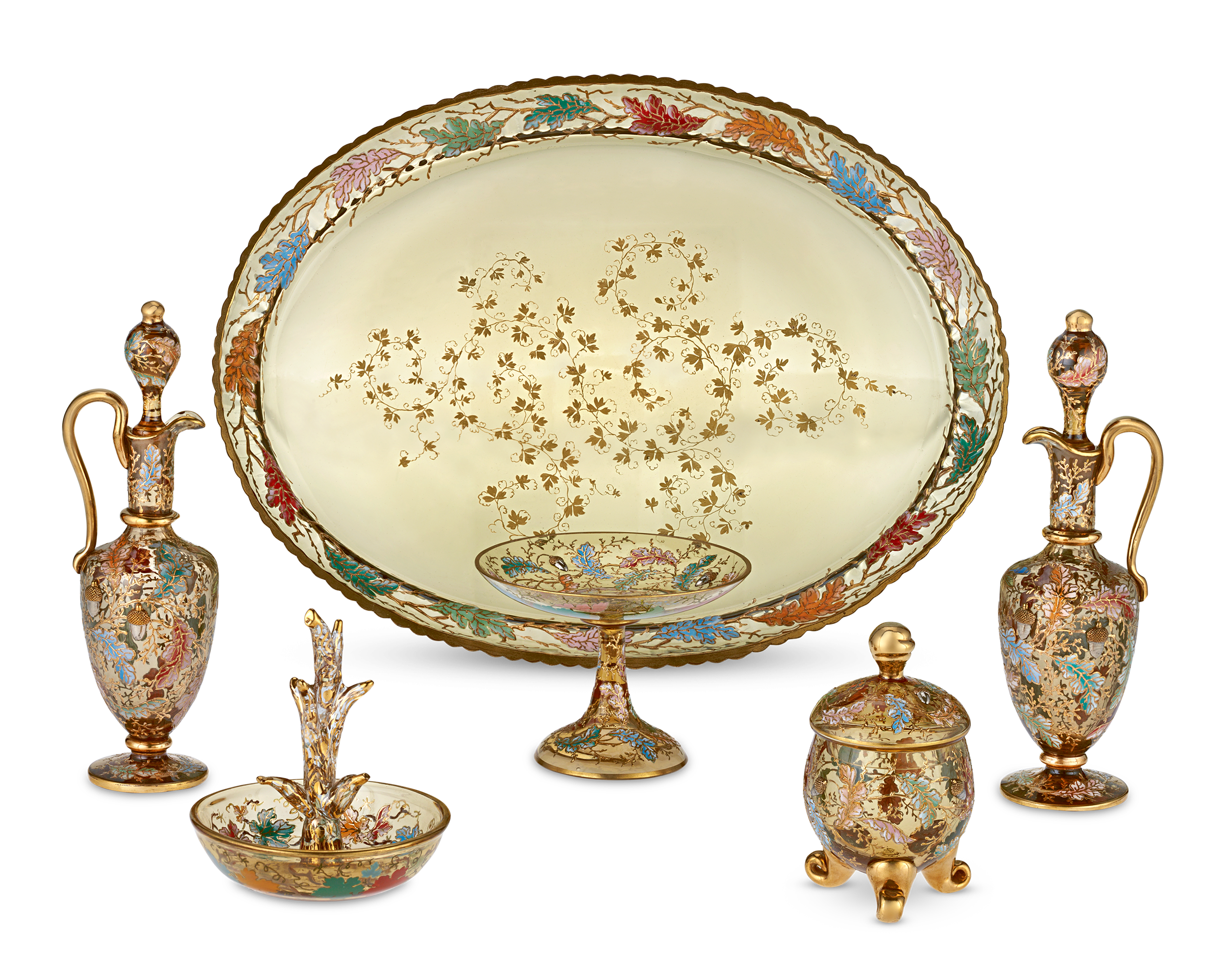 Moser Enameled Glass Dressing Table Set
