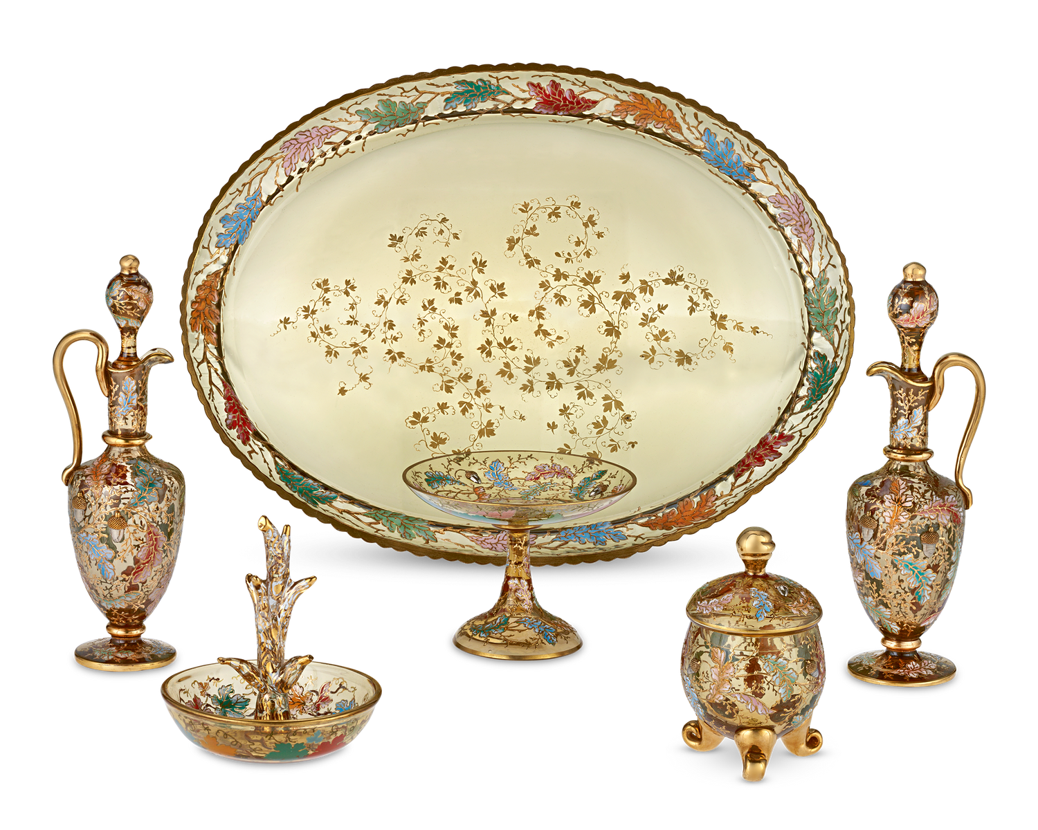 Moser Enameled Glass Dressing Table Set