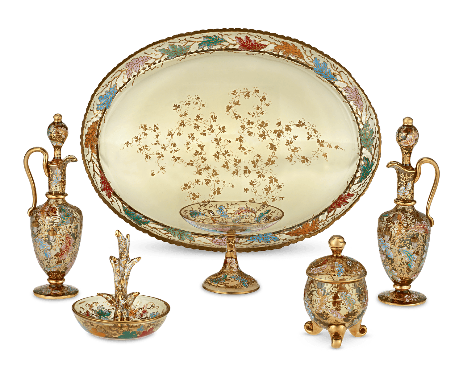 Moser Enameled Glass Dressing Table Set