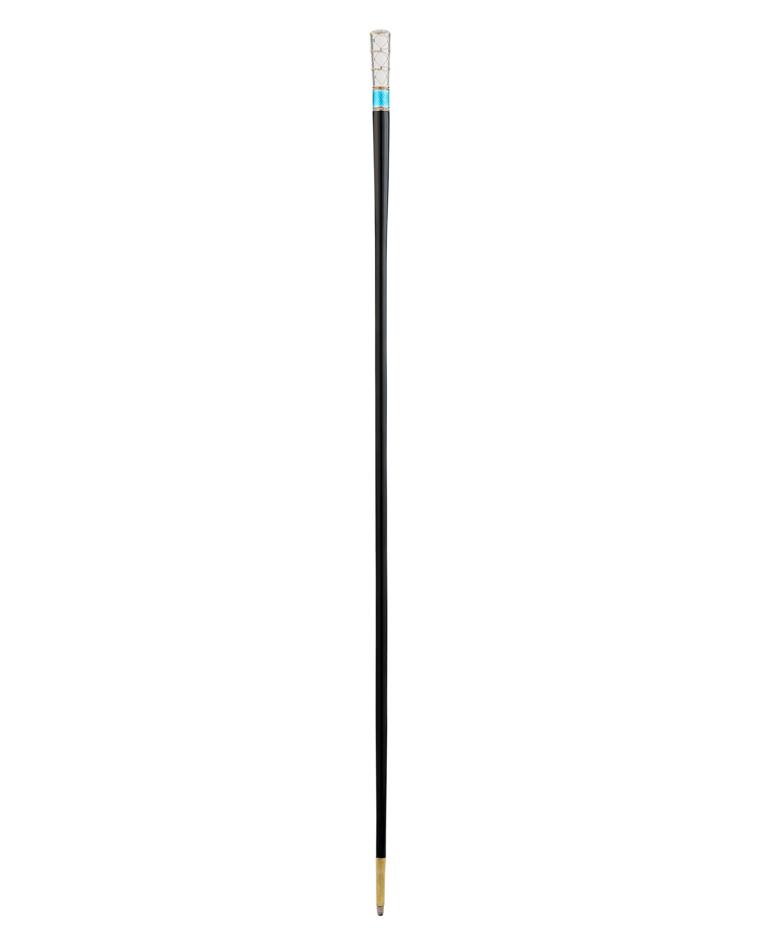 Fabergé Rock Crystal and Guilloché Enamel Cane