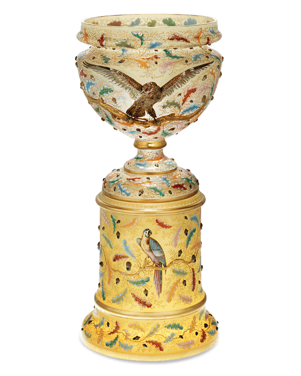 Moser Enameled Glass Jardinière and Stand
