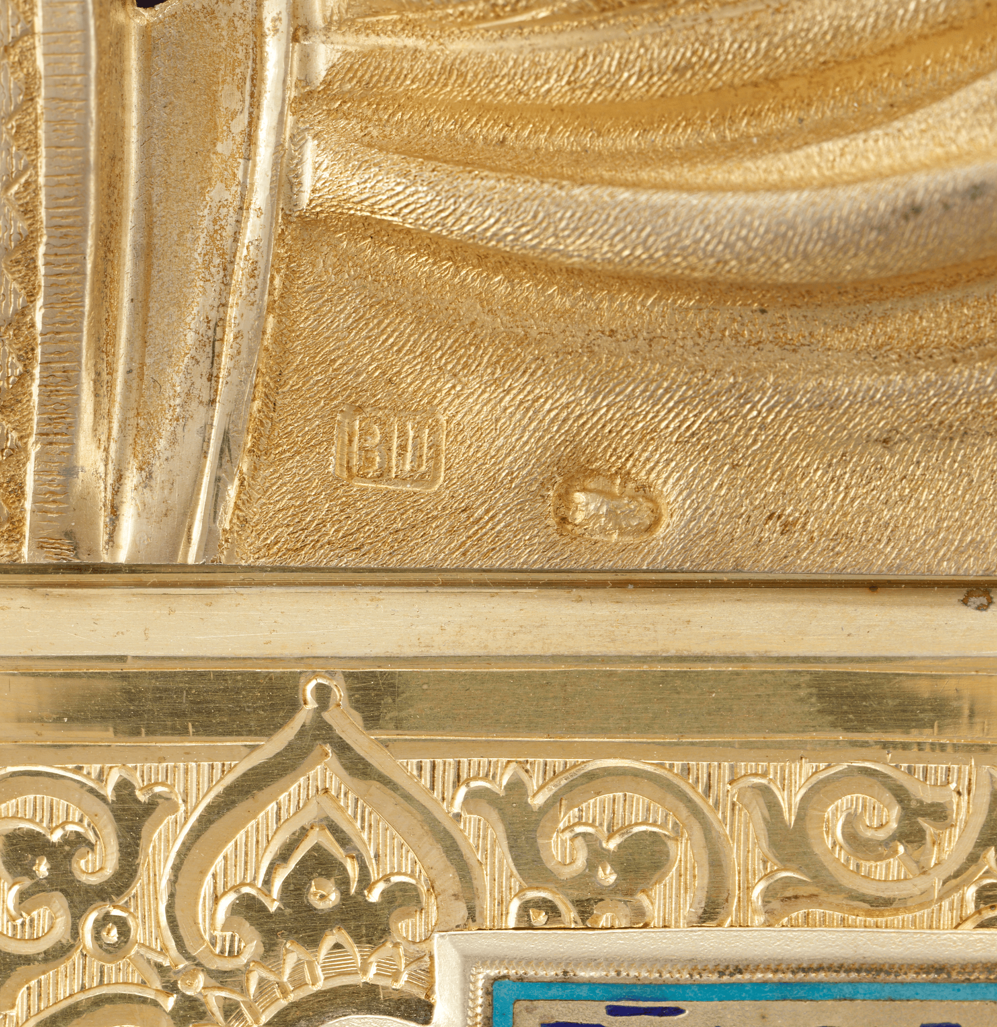 Russian Christ Pantocrator Icon with Enameled Silver Oklad