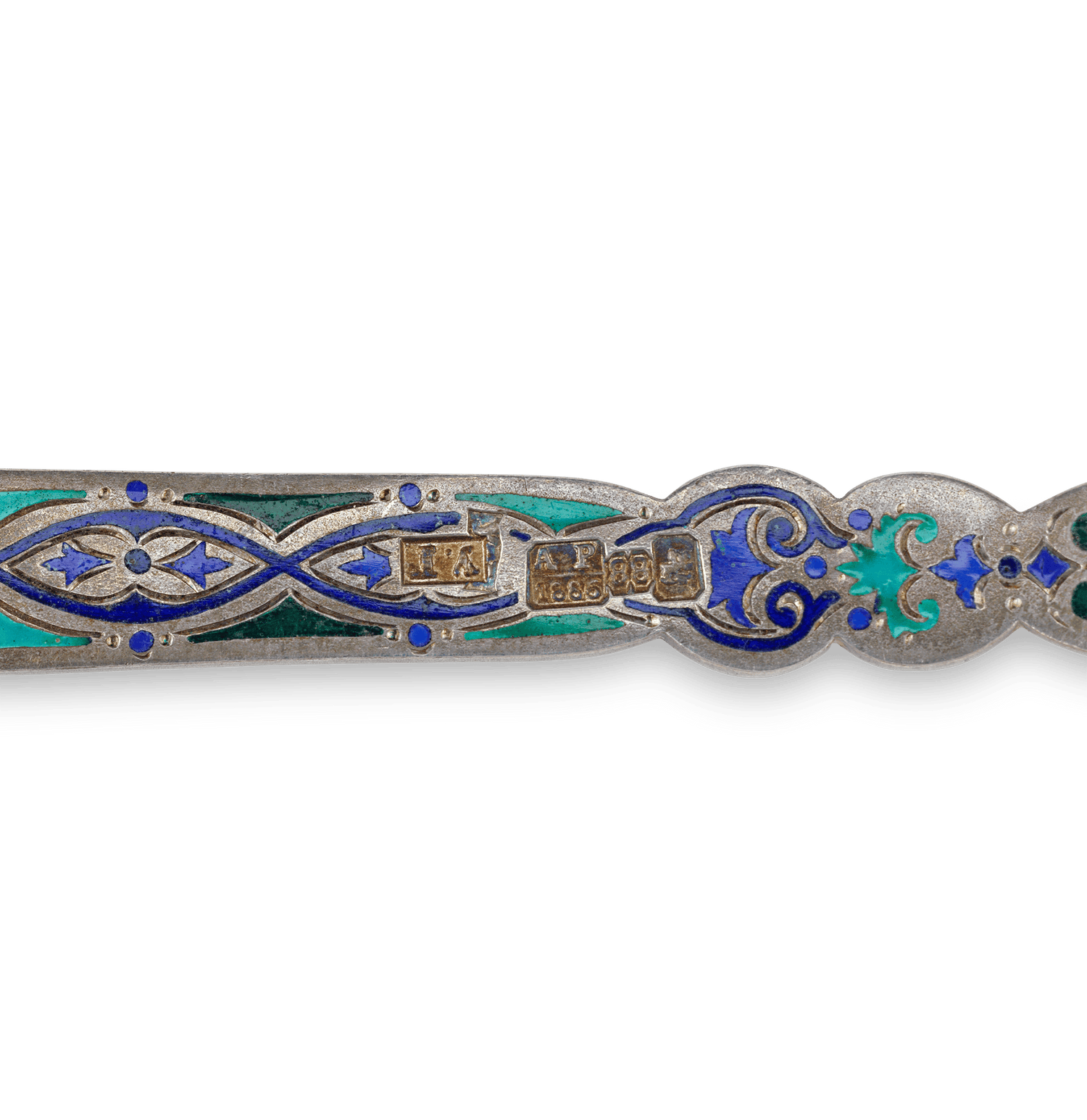 Russian Silver and Enamel Dessert Service for 12