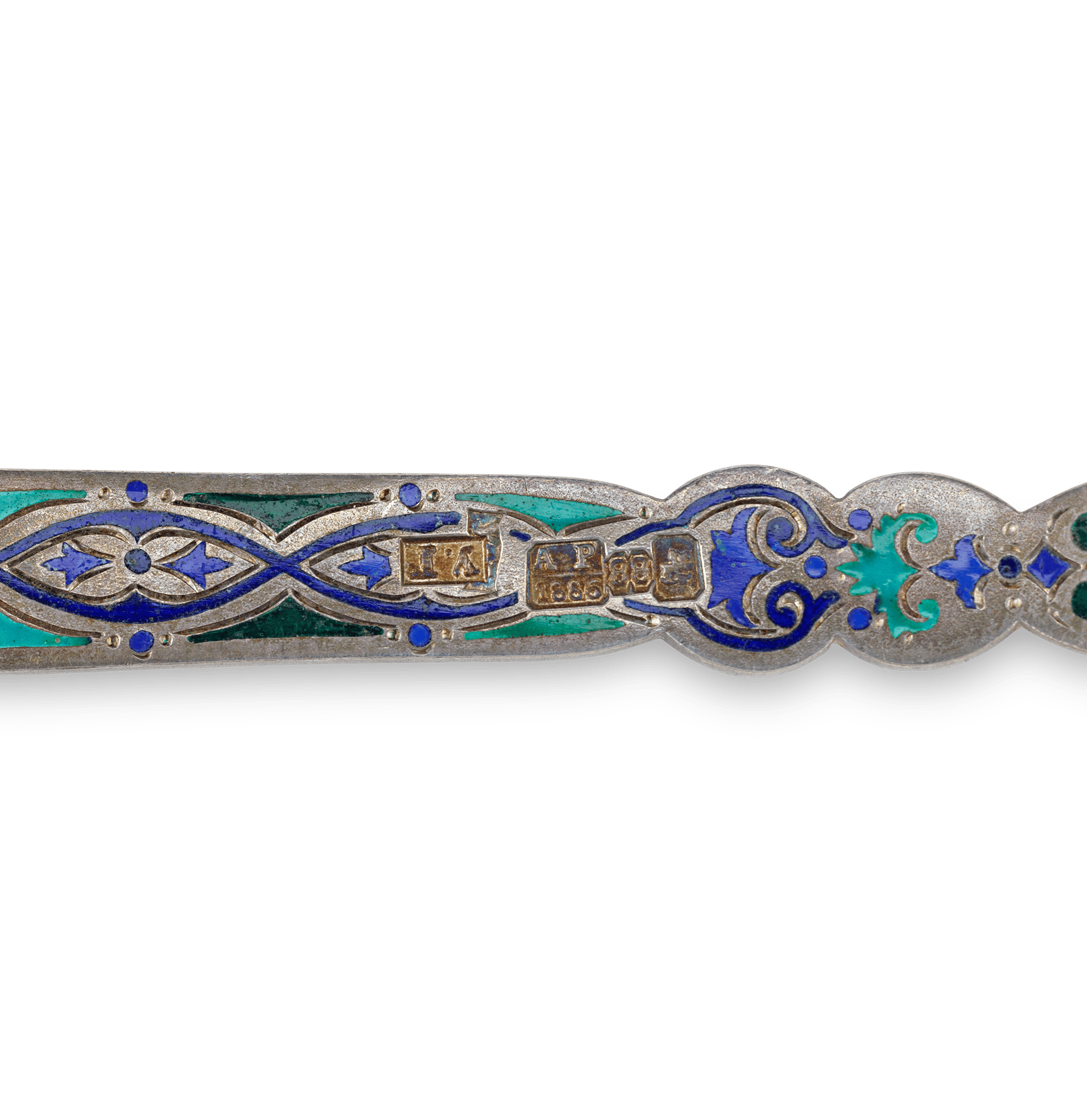 Russian Silver and Enamel Dessert Service for 12