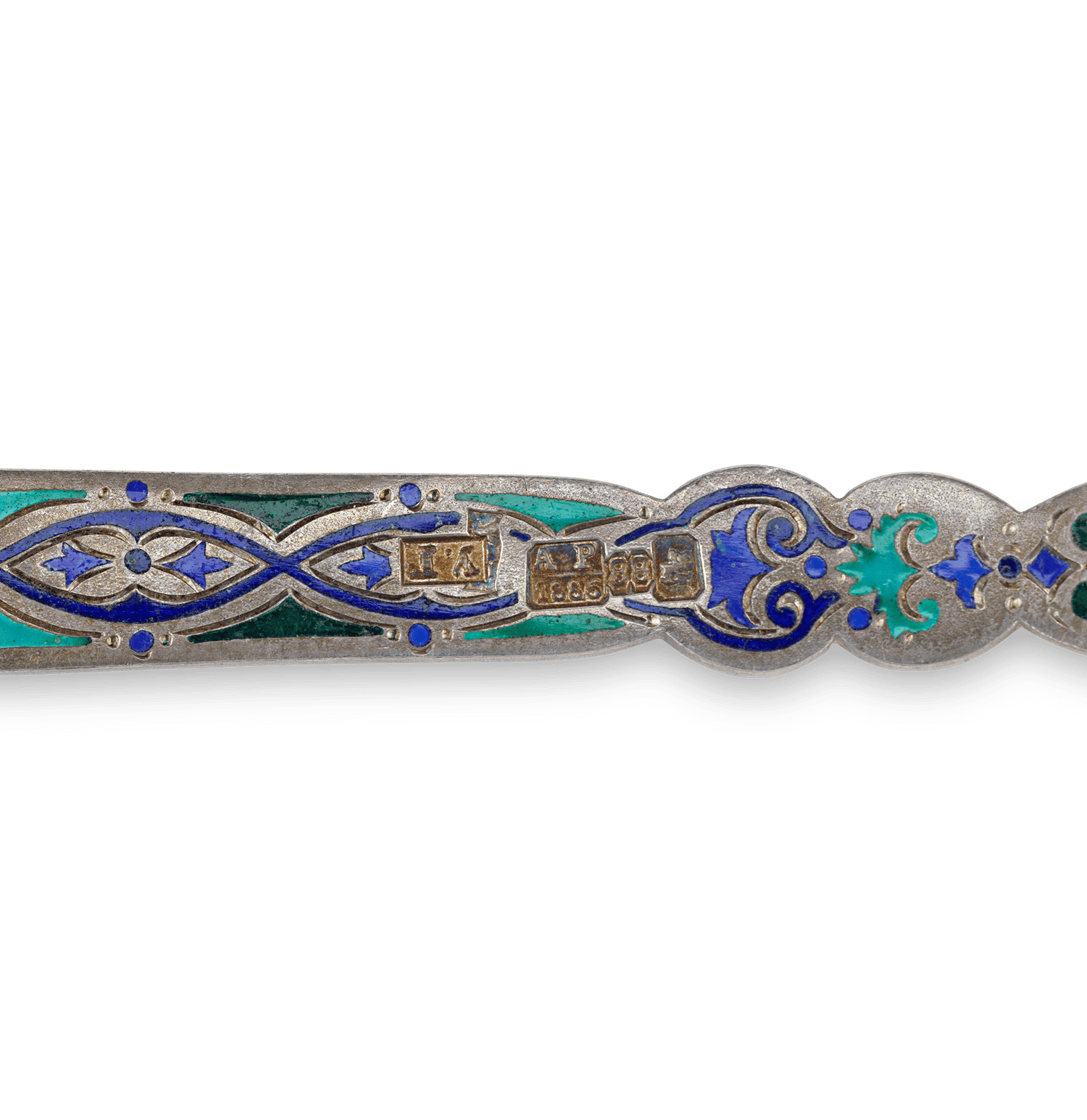 Russian Silver and Enamel Dessert Service for 12