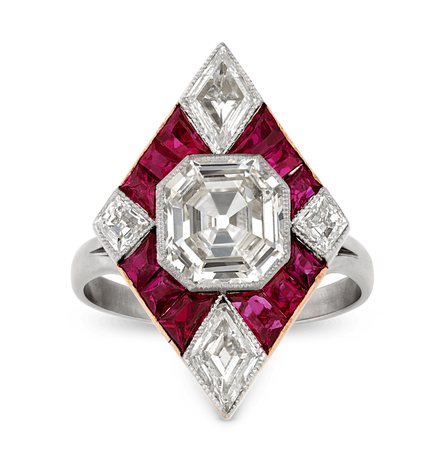 Art Deco Diamond and Ruby
Kite Ring