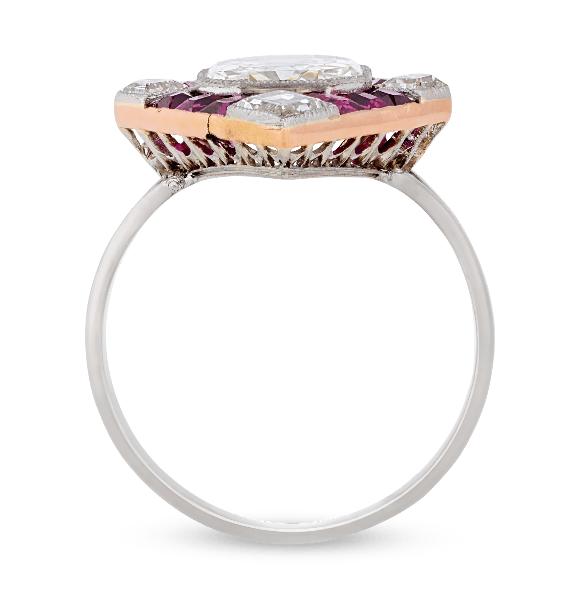 Art Deco Diamond and Ruby
Kite Ring