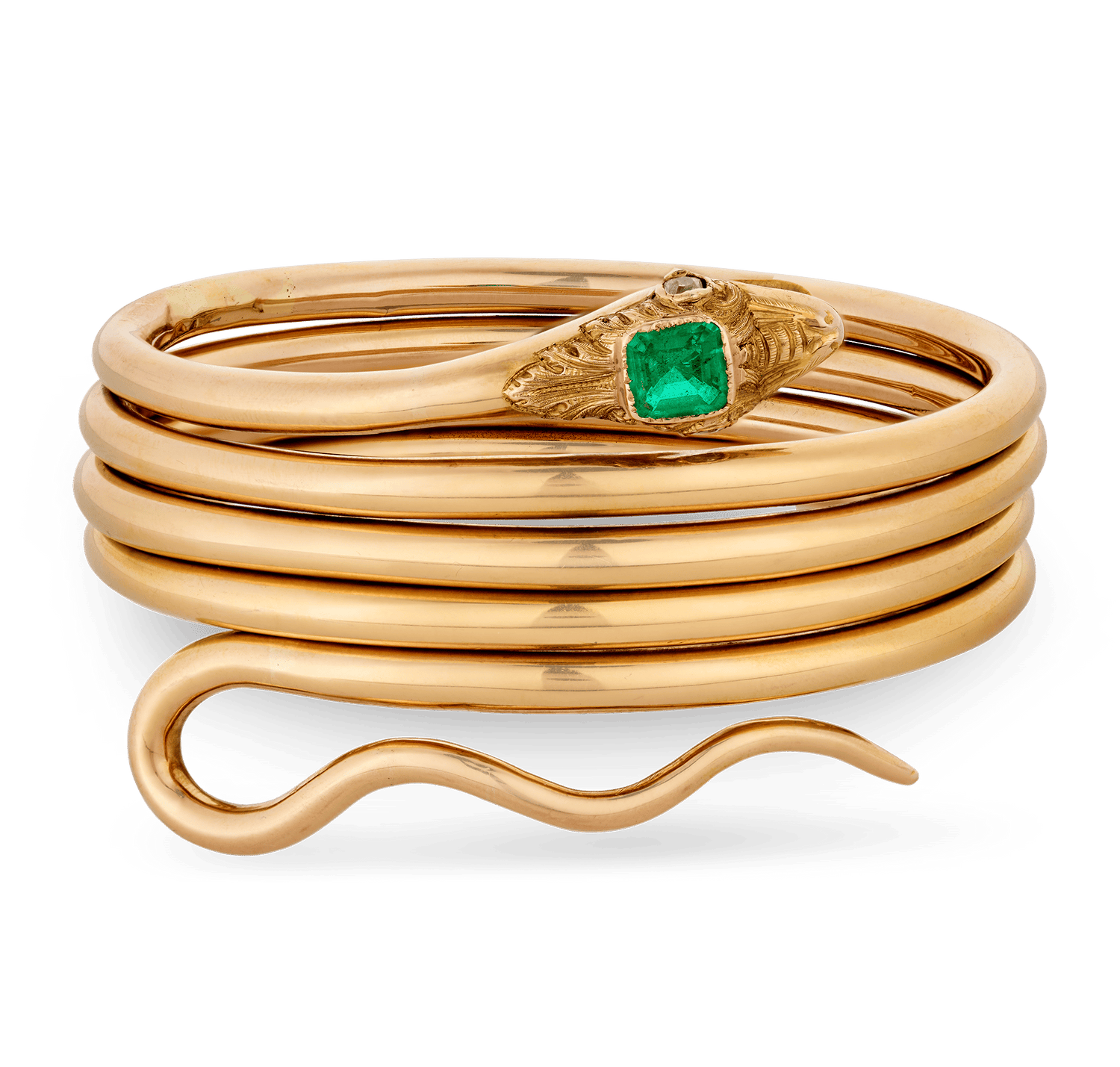 Emerald and Gold Snake Bracelet