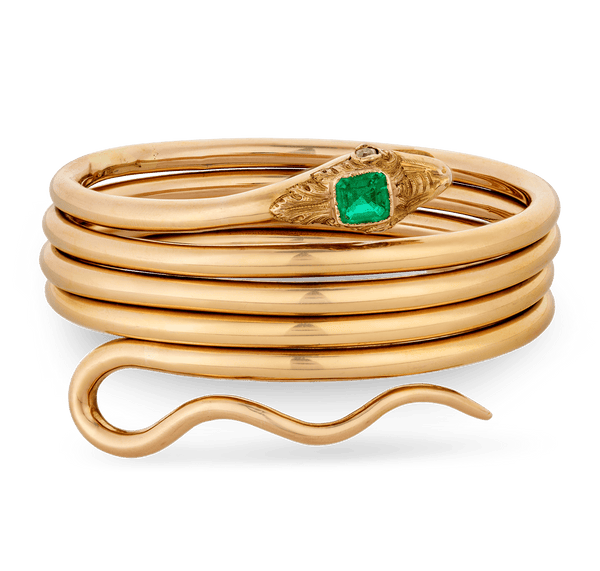 Emerald and Gold Snake Bracelet
