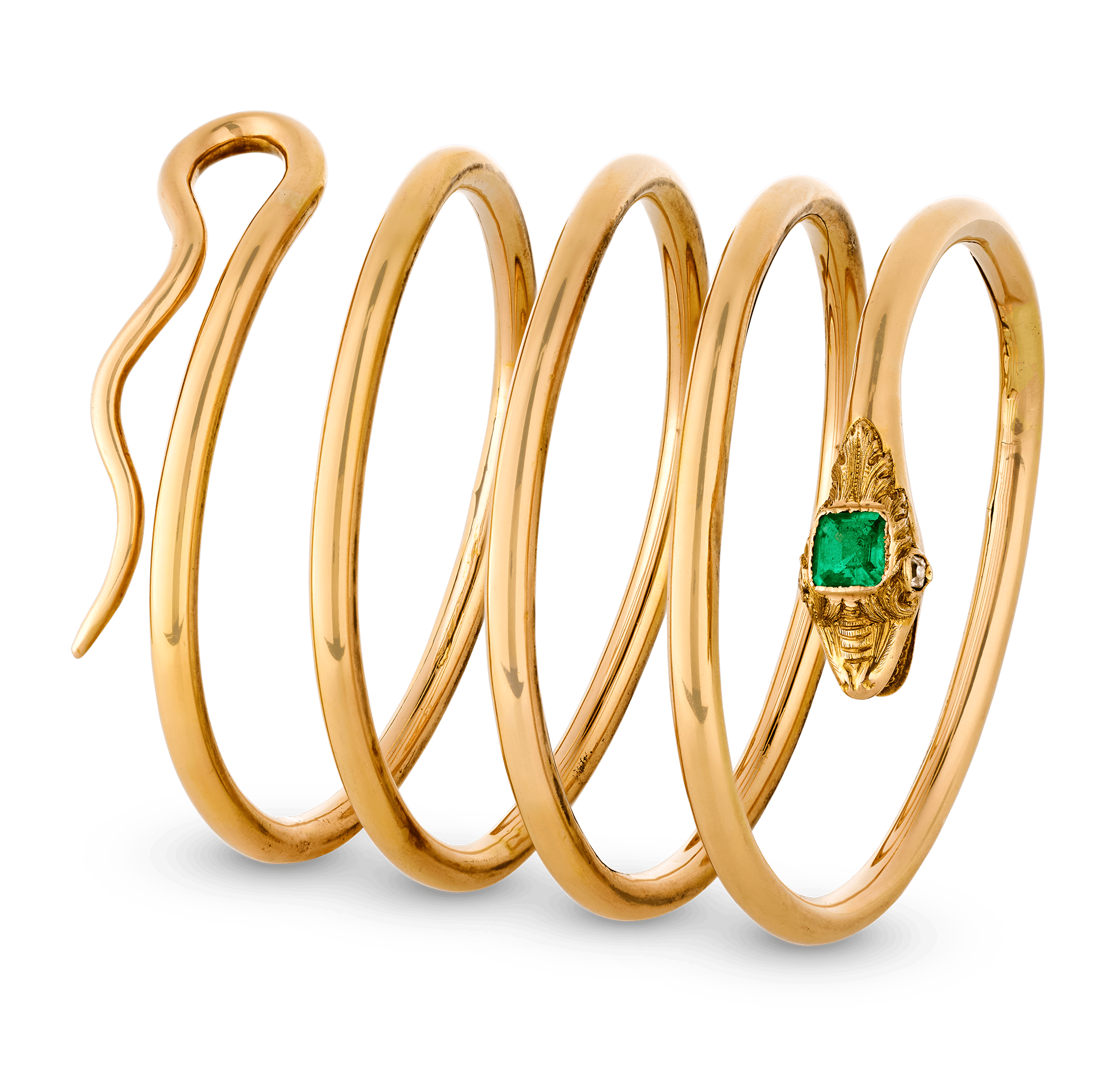 Emerald and Gold Snake Bracelet