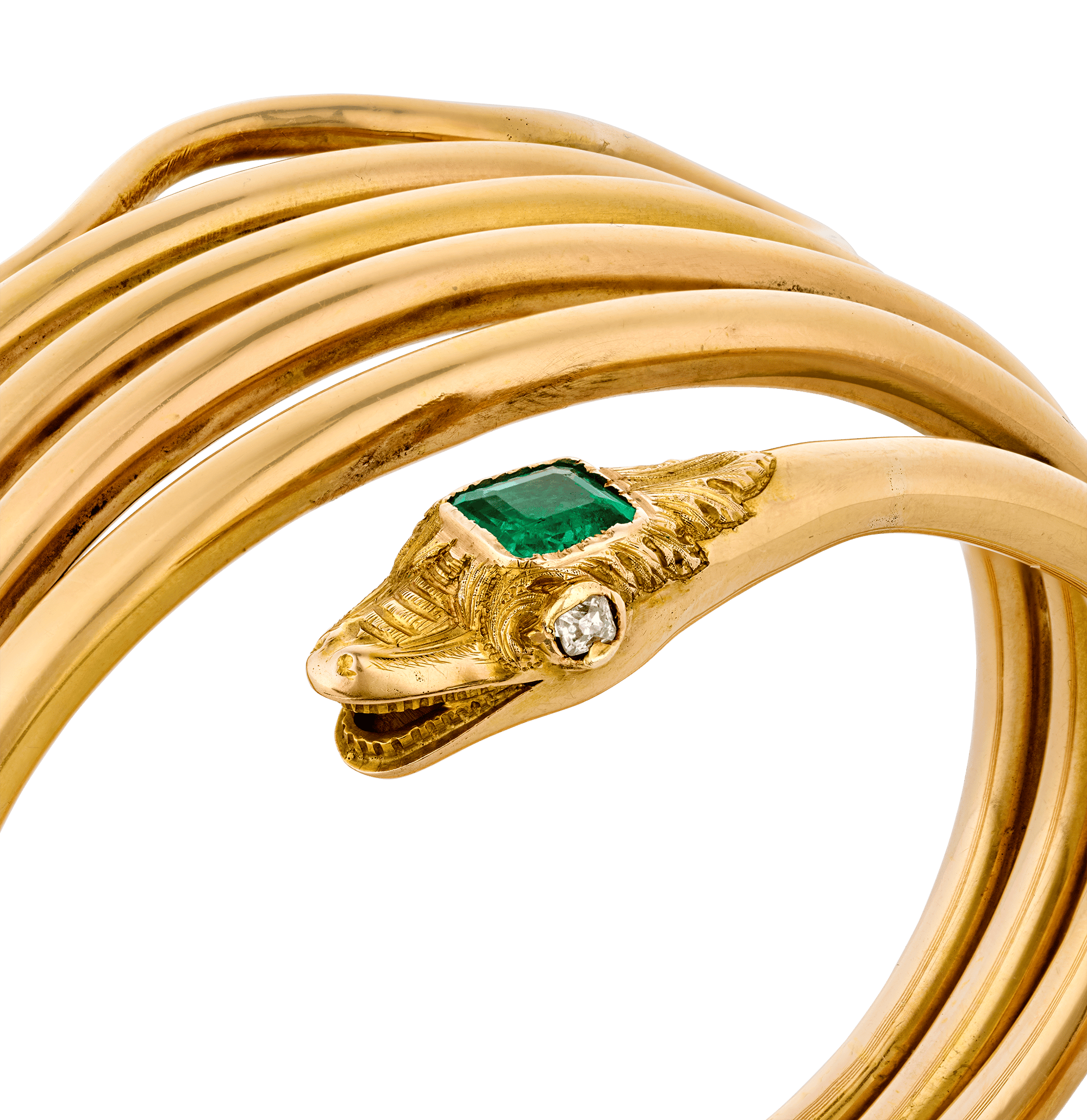 Emerald and Gold Snake Bracelet