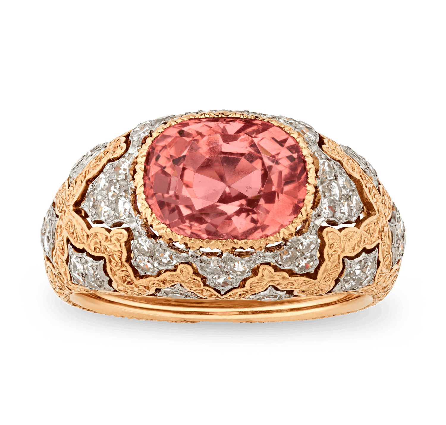 Buccellati Padparadscha Sapphire Ring, 4.50 Carats