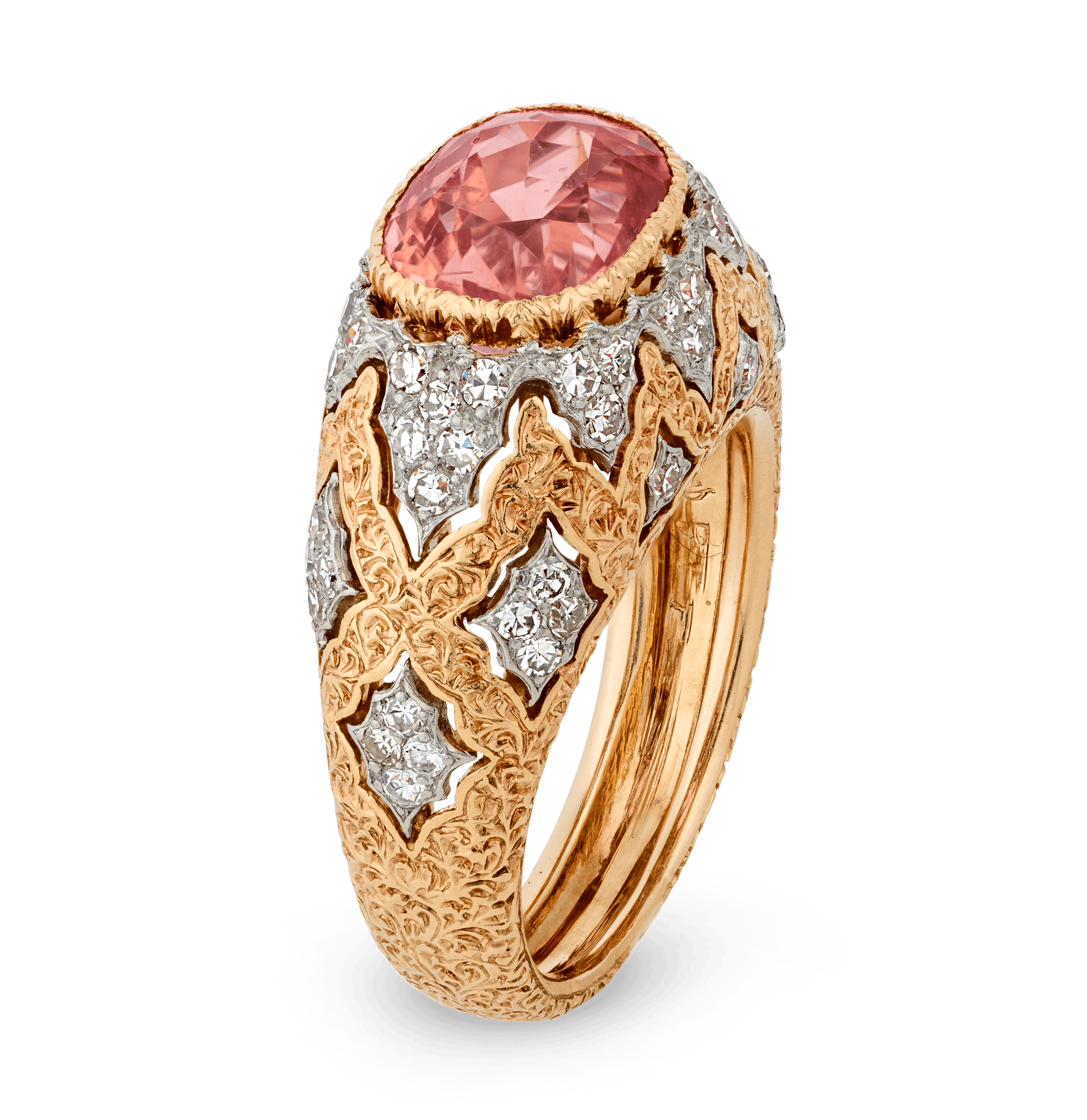 Buccellati Padparadscha Sapphire Ring, 4.50 Carats