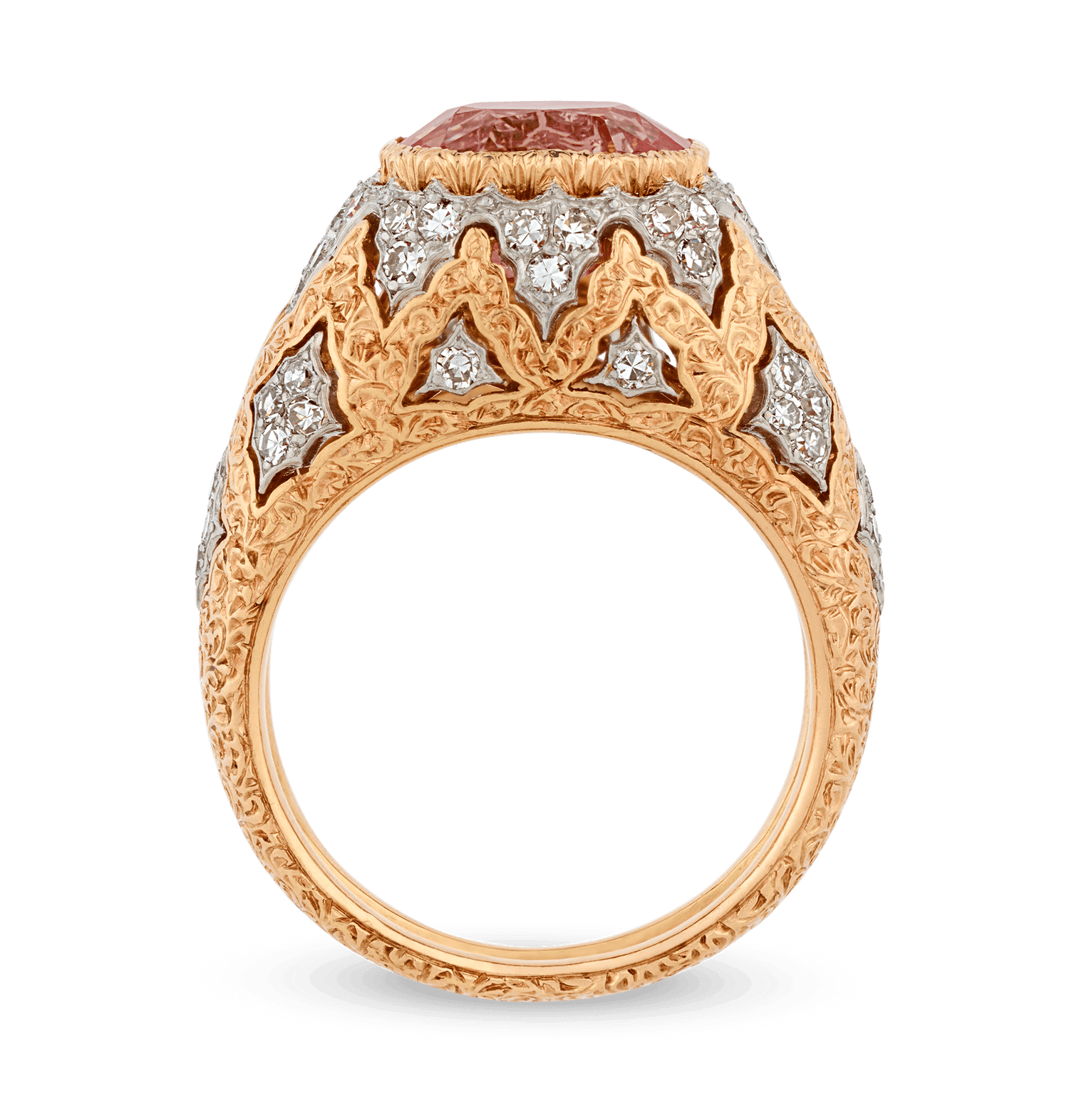 Buccellati Padparadscha Sapphire Ring, 4.50 Carats