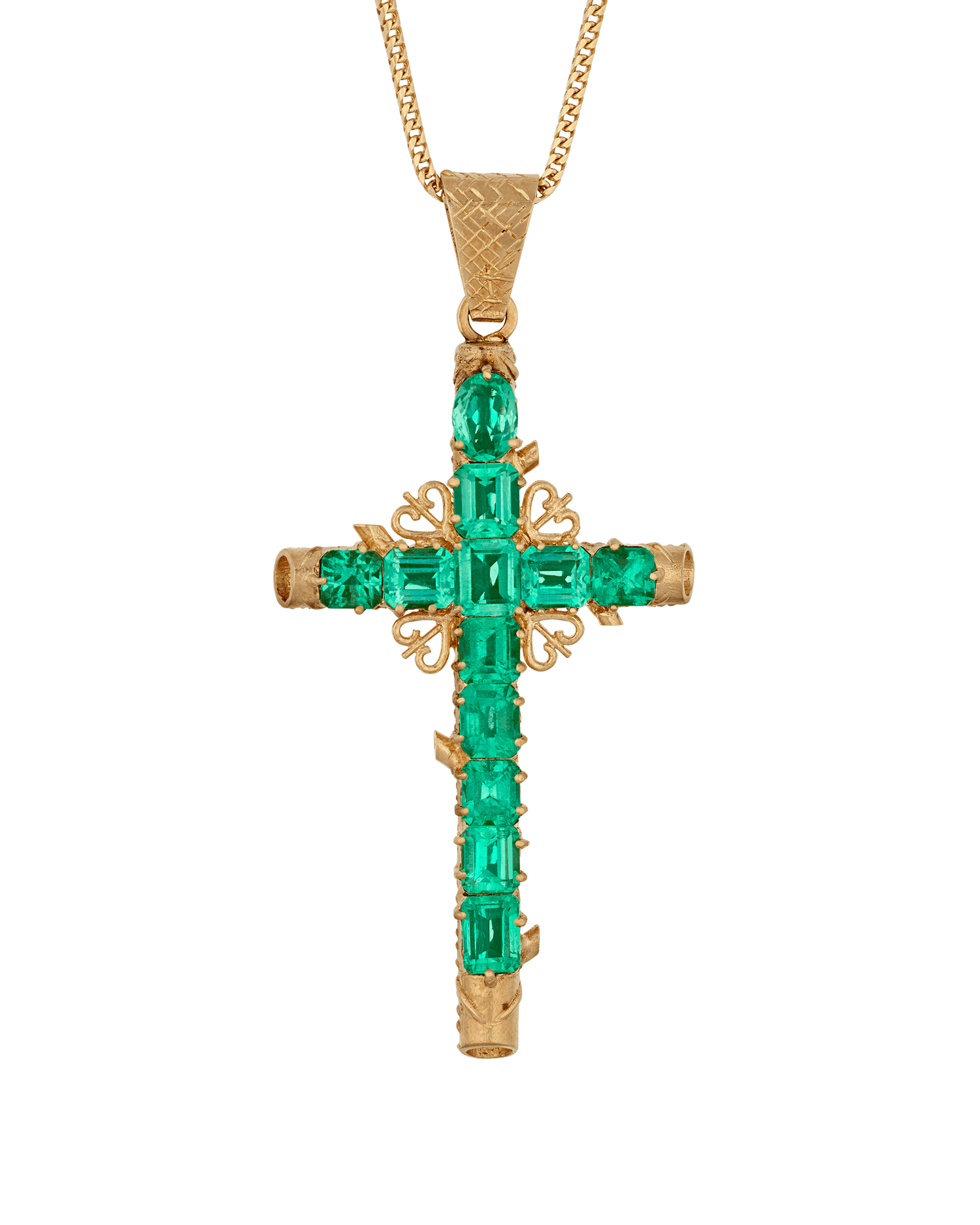Colombian Emerald Cross Pendant, 14.50 Carats