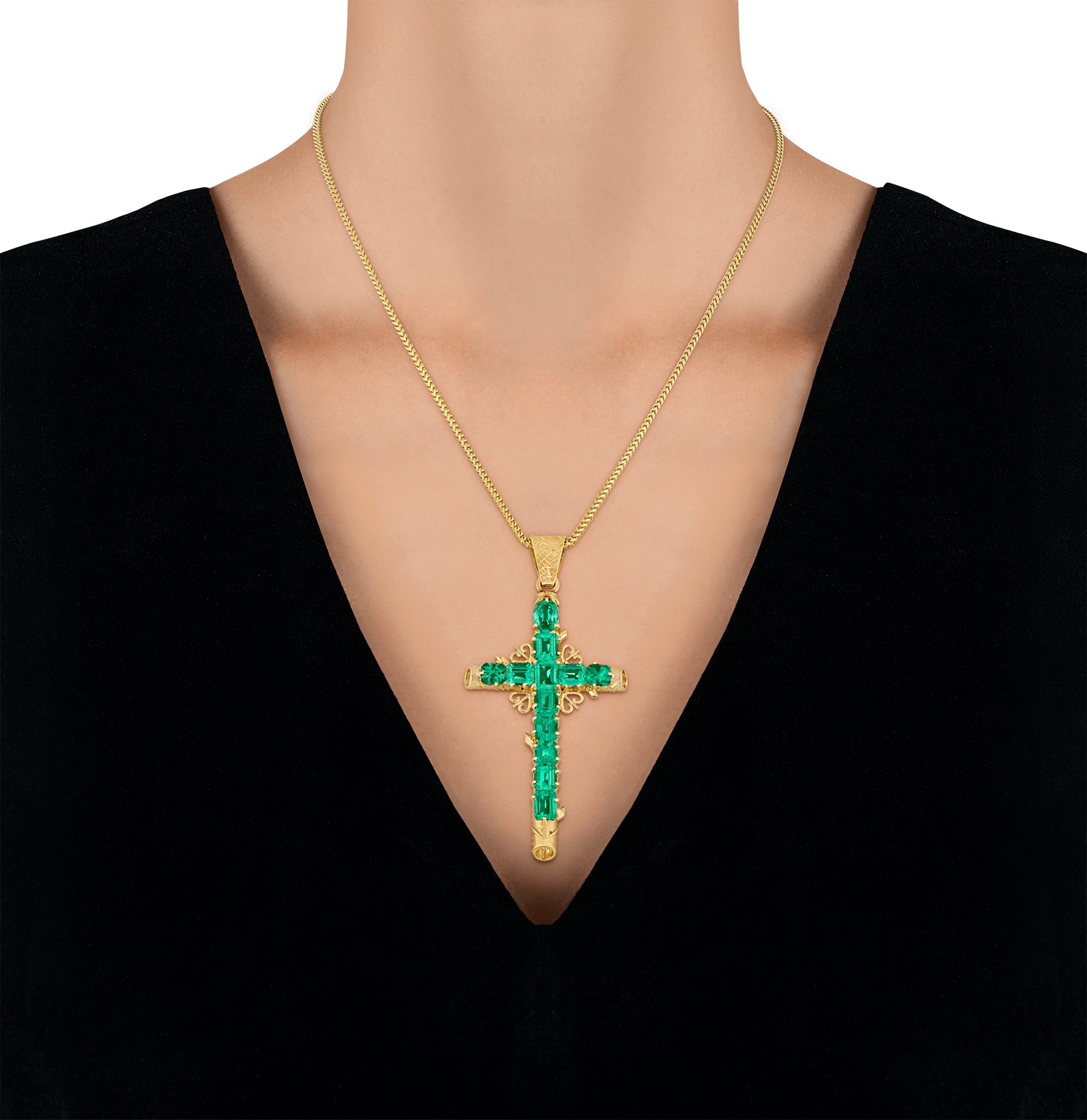 Colombian Emerald Cross Pendant, 14.50 Carats