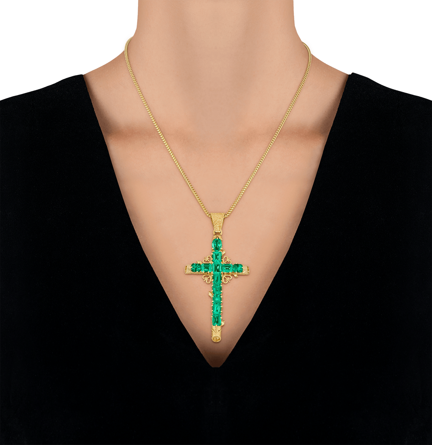 Colombian Emerald Cross Pendant, 14.50 Carats