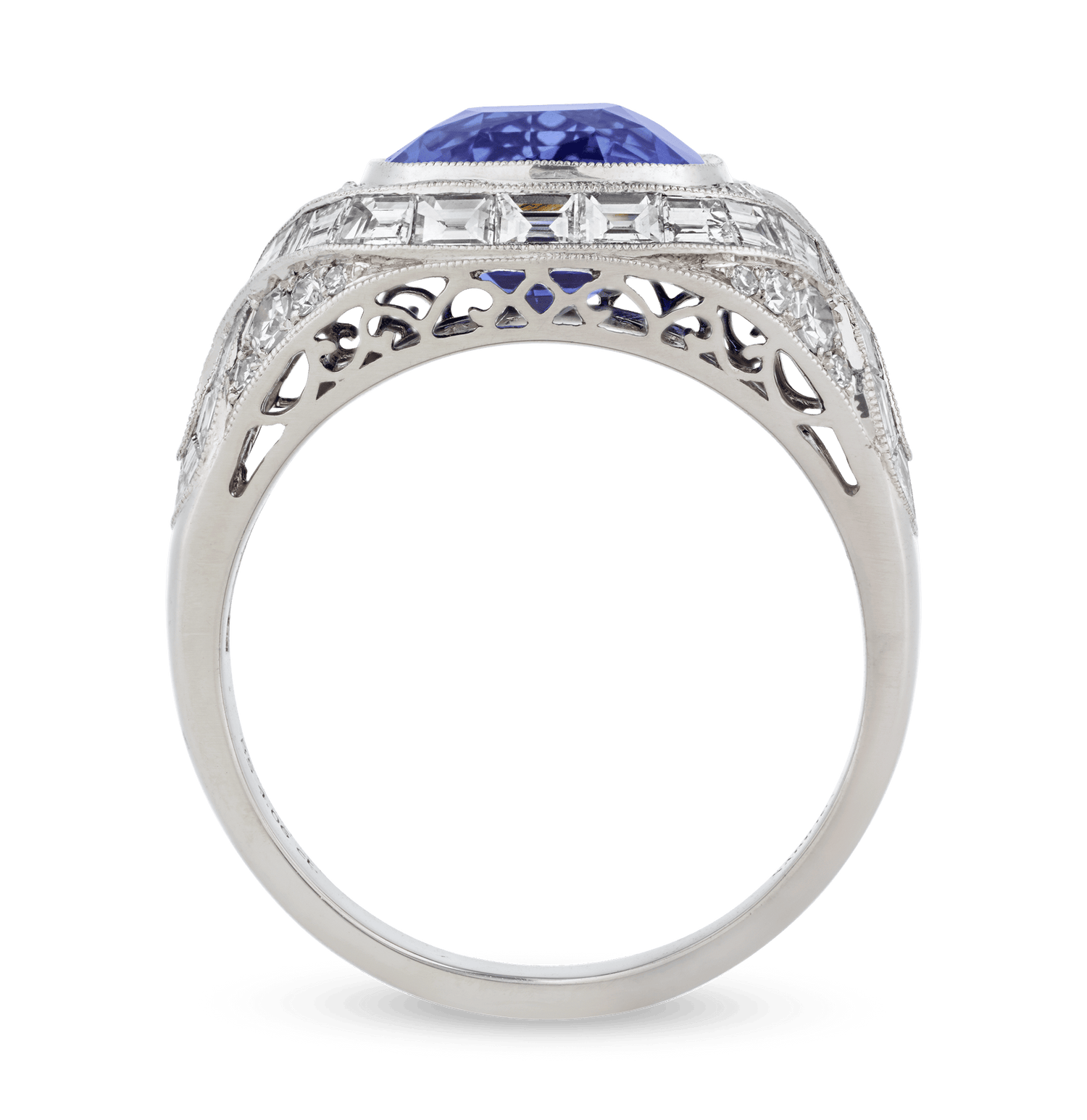 Art Deco-Style Sapphire Ring, 4.06 Carats