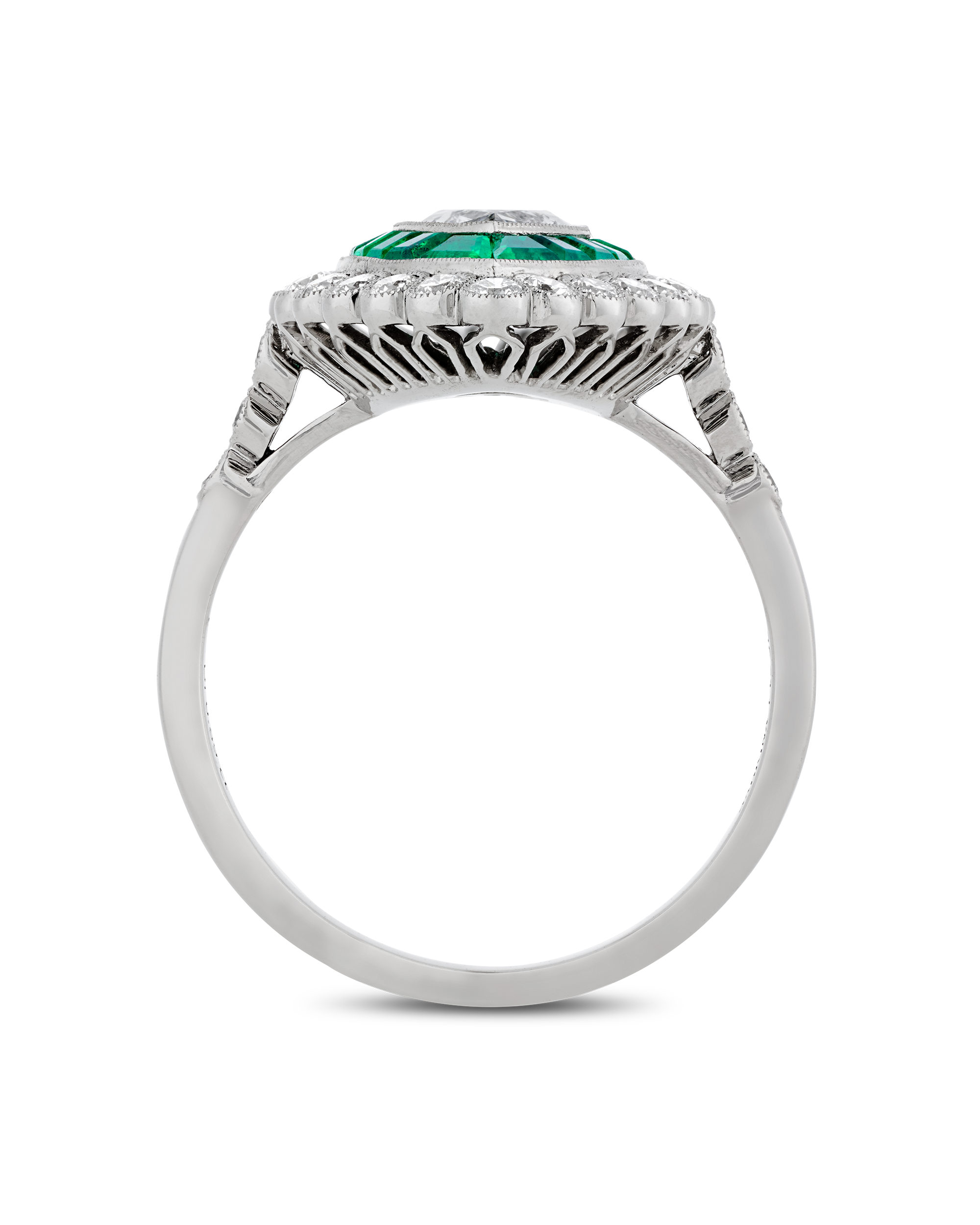 Art Deco-Style Diamond and Emerald Ring