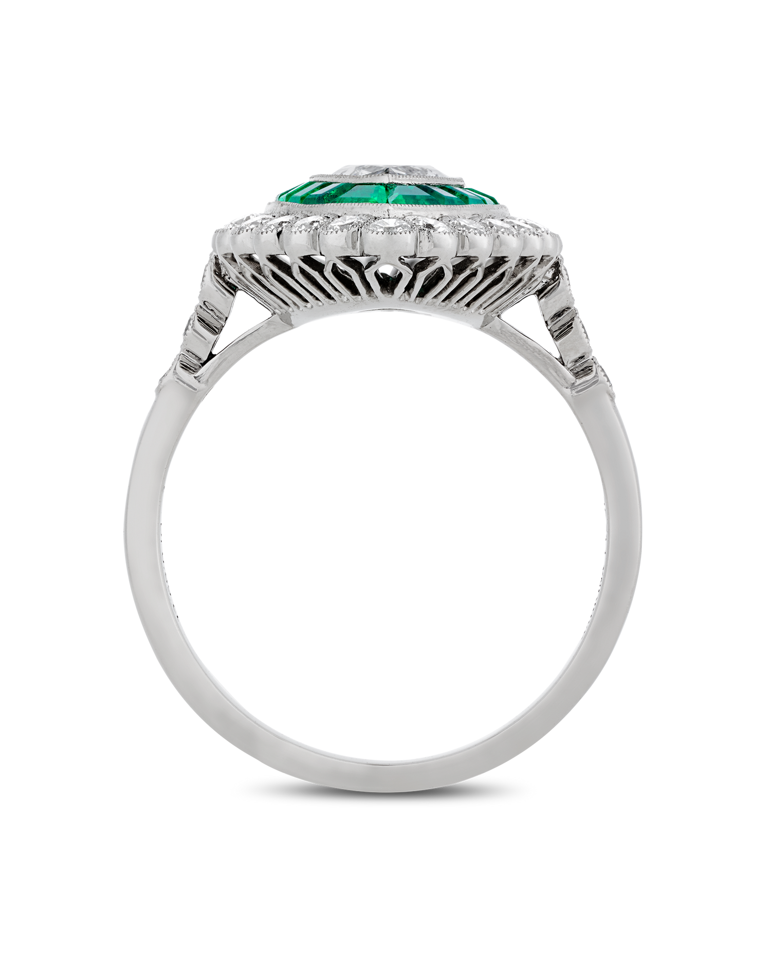 Art Deco-Style Diamond and Emerald Ring