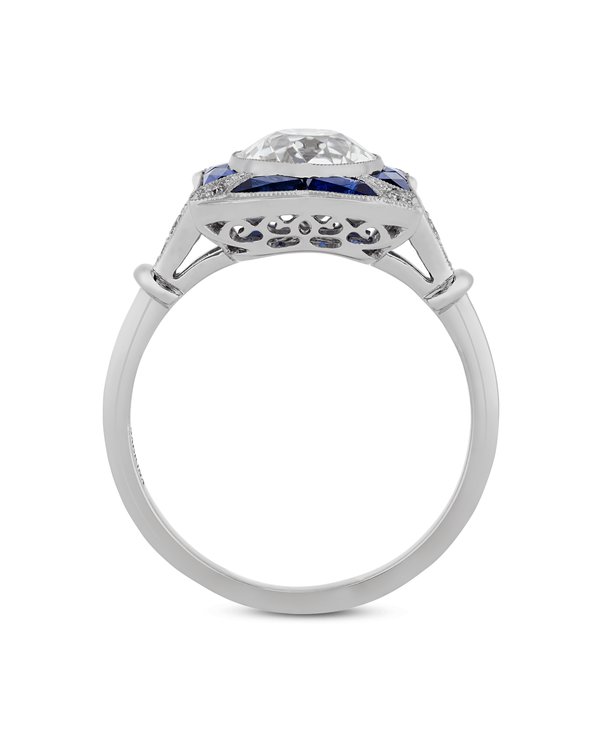 Art Deco-Style Diamond and Sapphire Ring