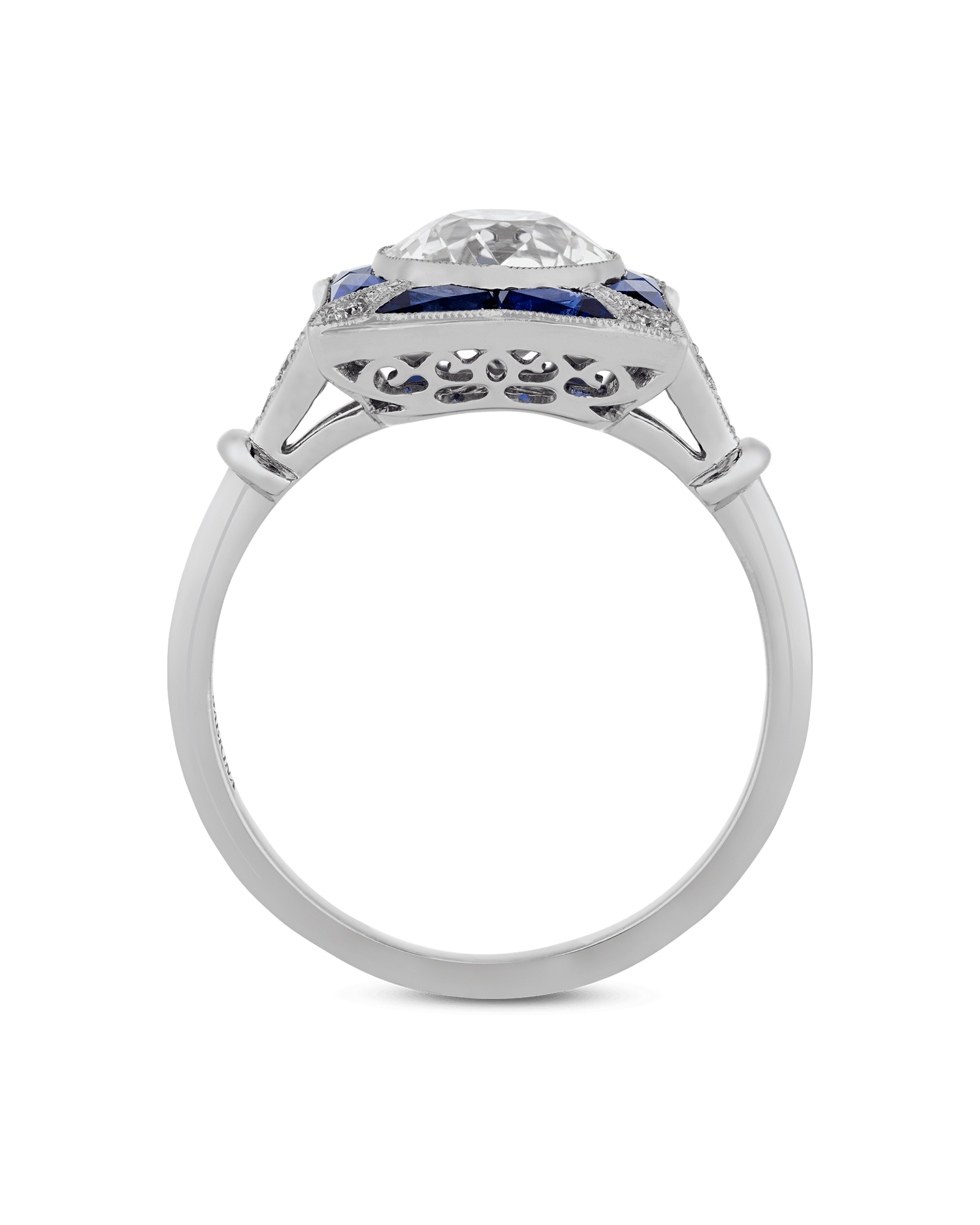 Art Deco-Style Diamond and Sapphire Ring