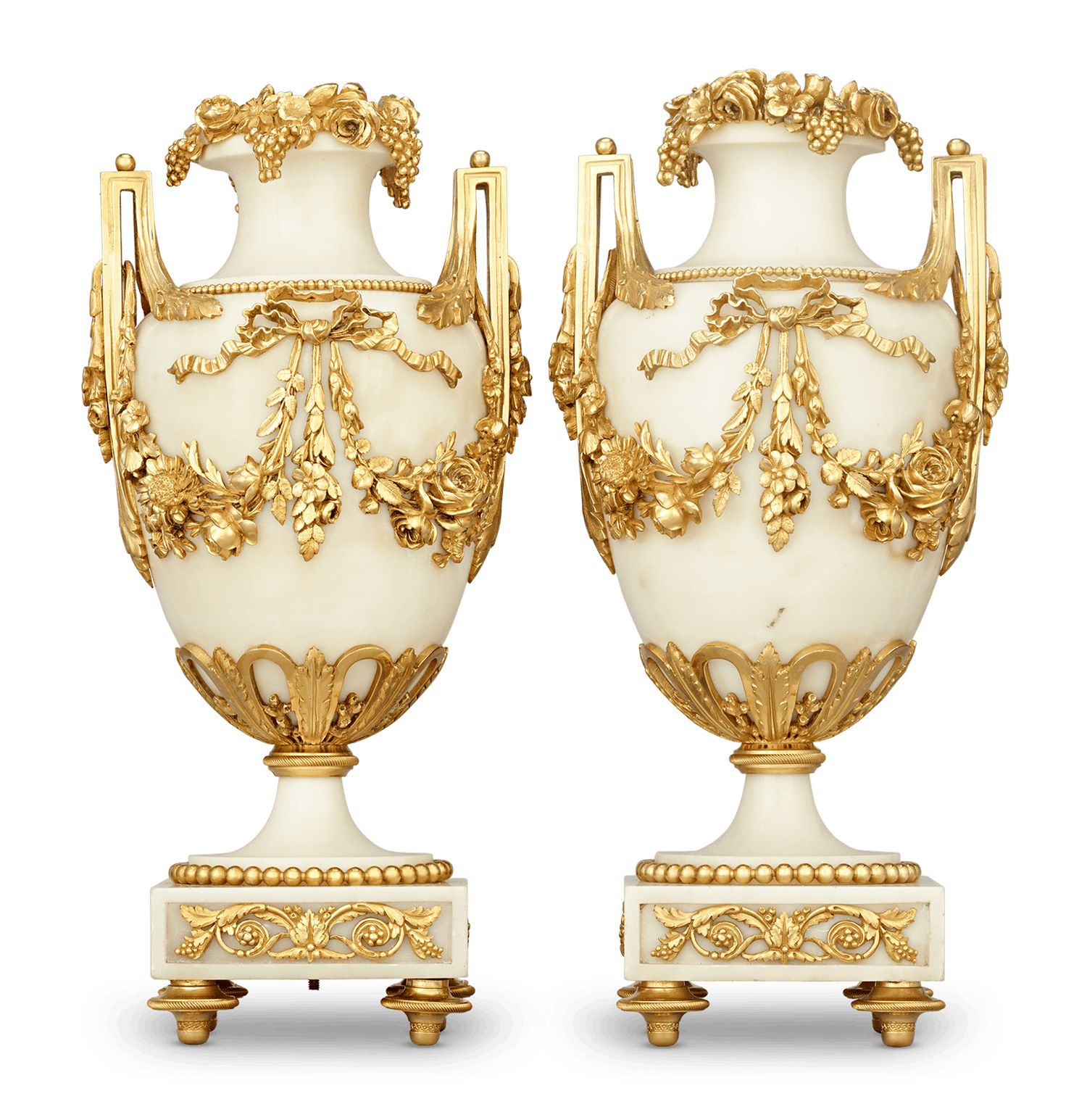 Louis XVI Style Gilt Marble Vases