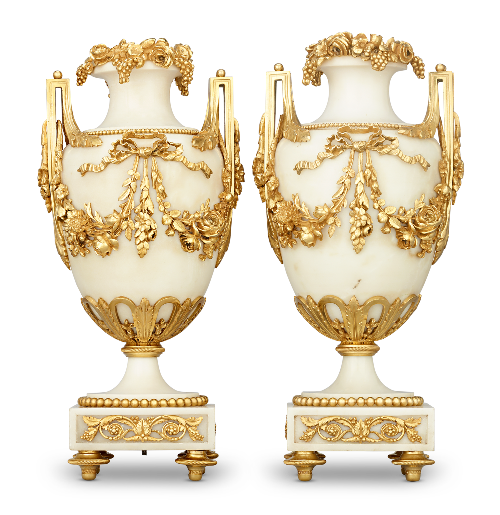 Louis XVI Style Gilt Marble Vases