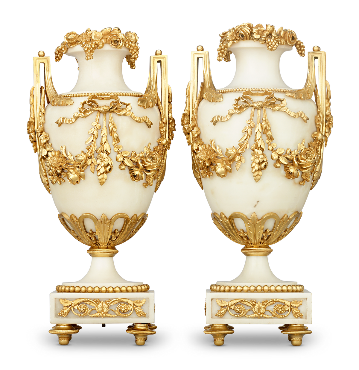 Louis XVI Style Gilt Marble Vases
