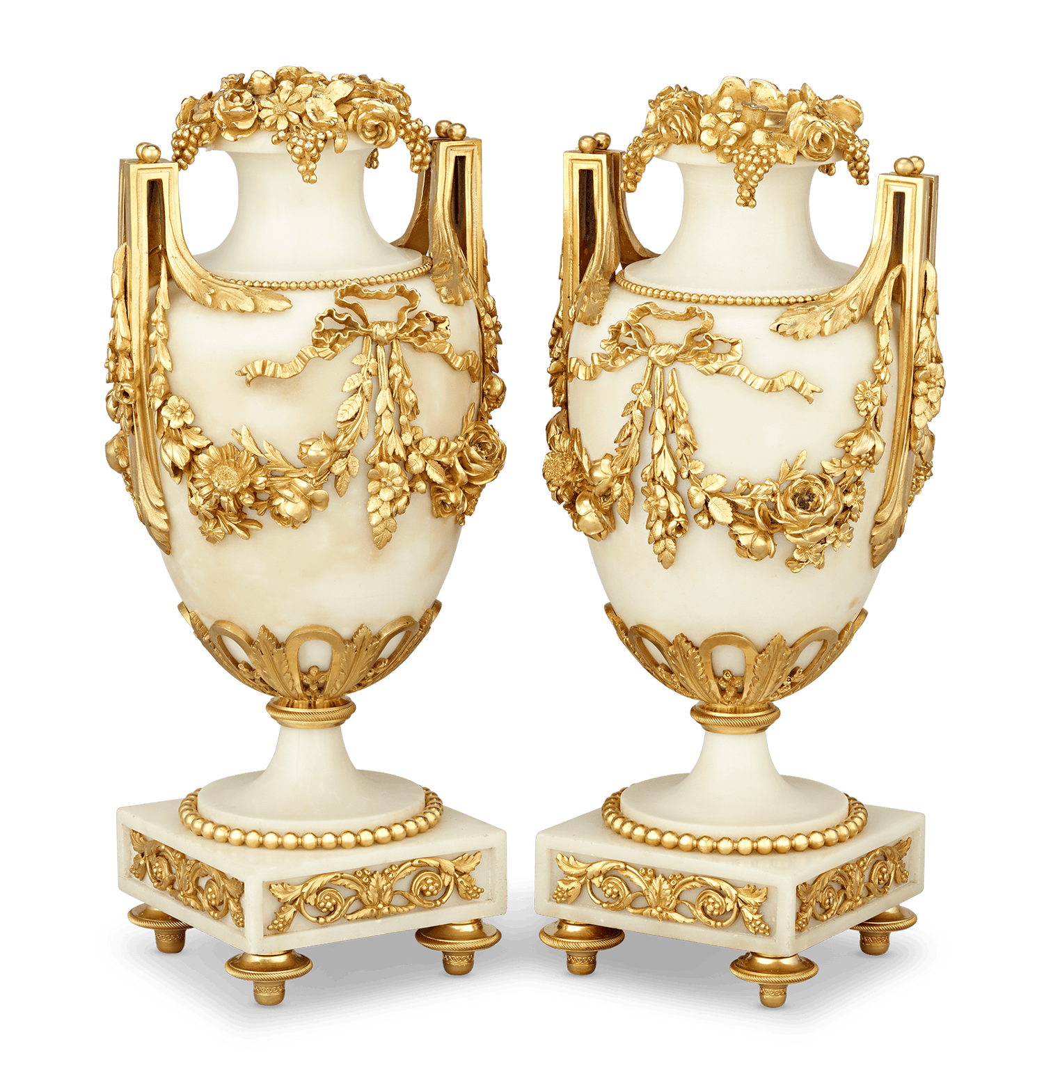 Louis XVI Style Gilt Marble Vases