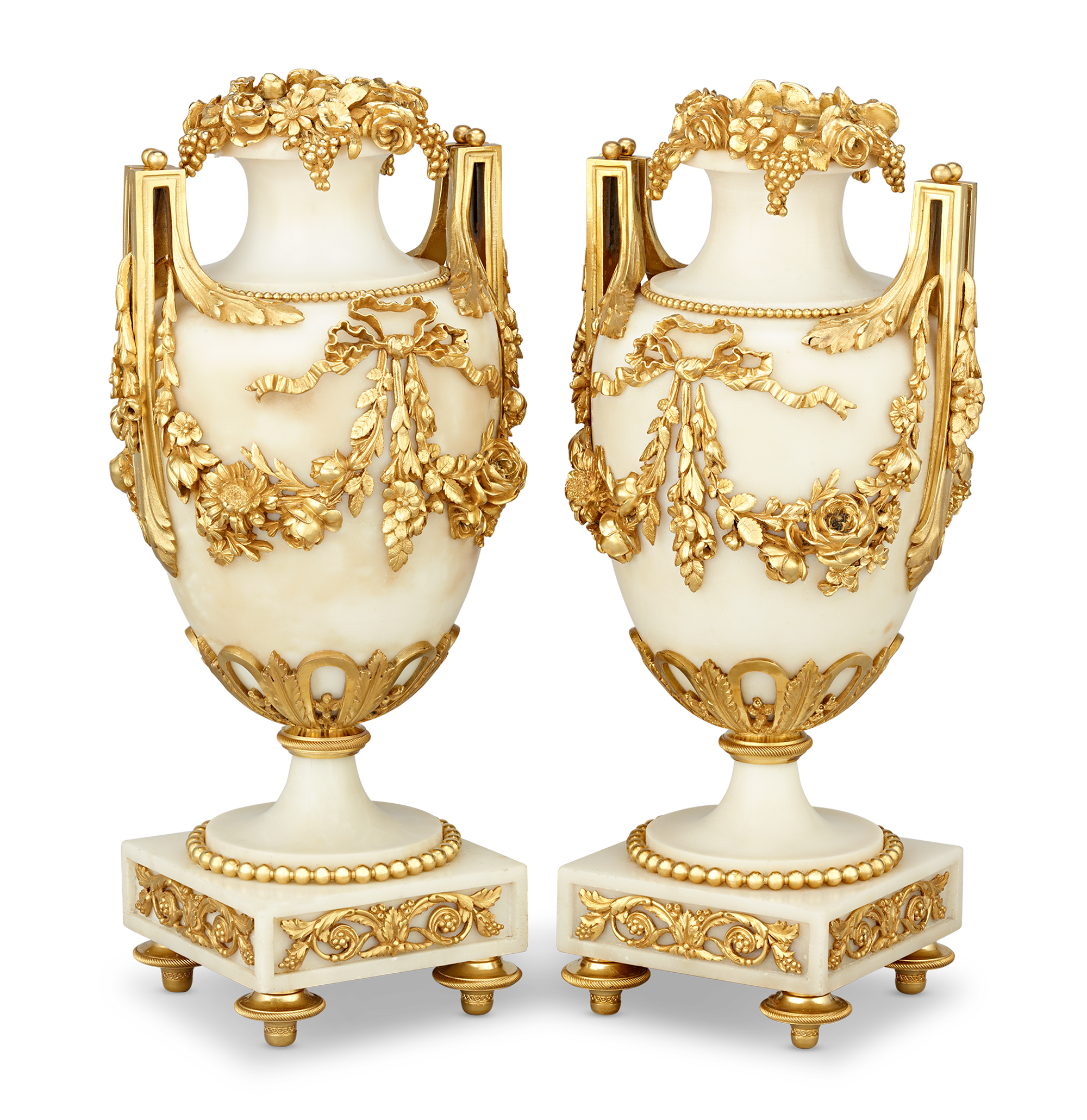 Louis XVI Style Gilt Marble Vases