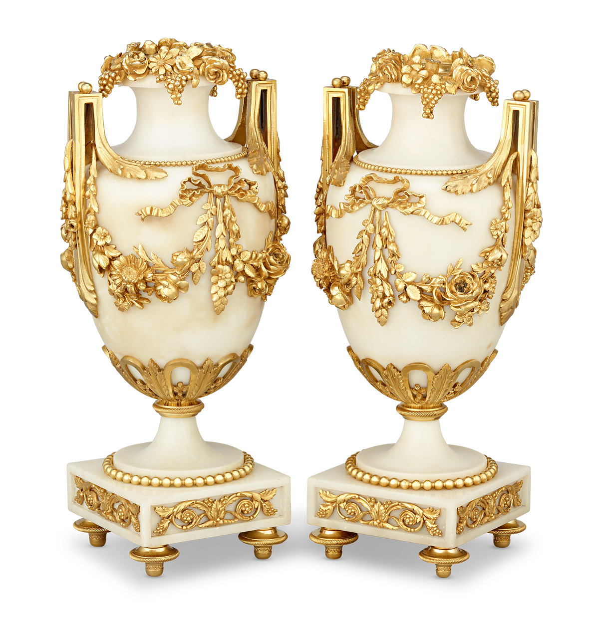 Louis XVI Style Gilt Marble Vases