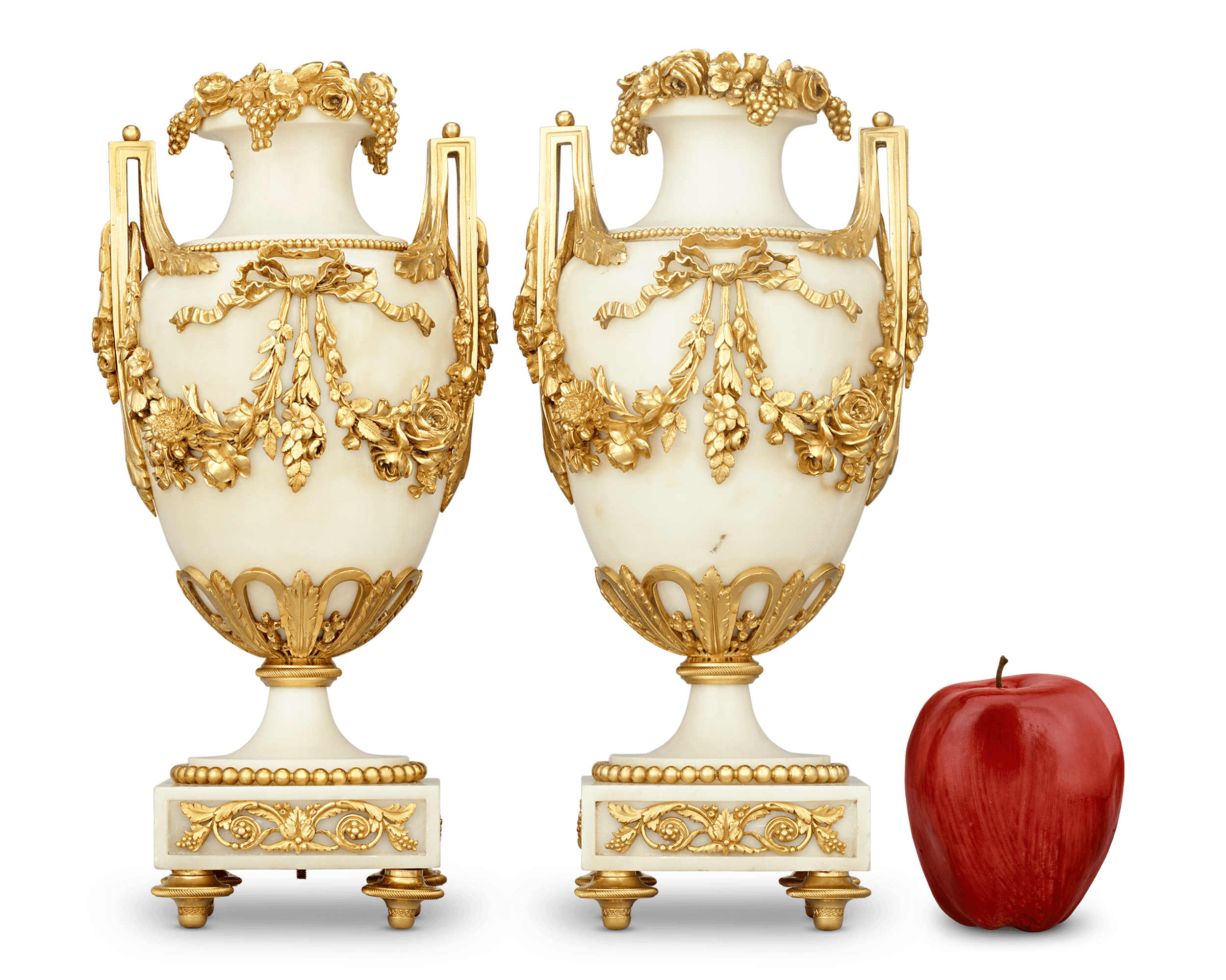 Louis XVI Style Gilt Marble Vases