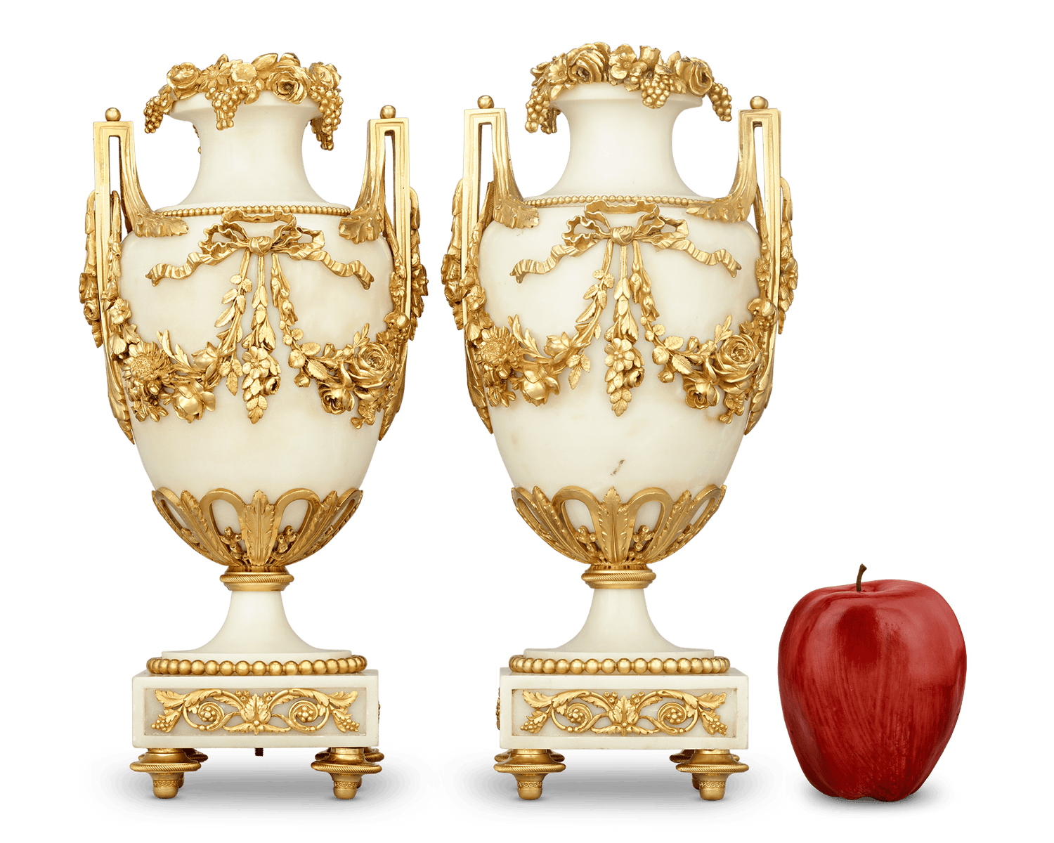 Louis XVI Style Gilt Marble Vases