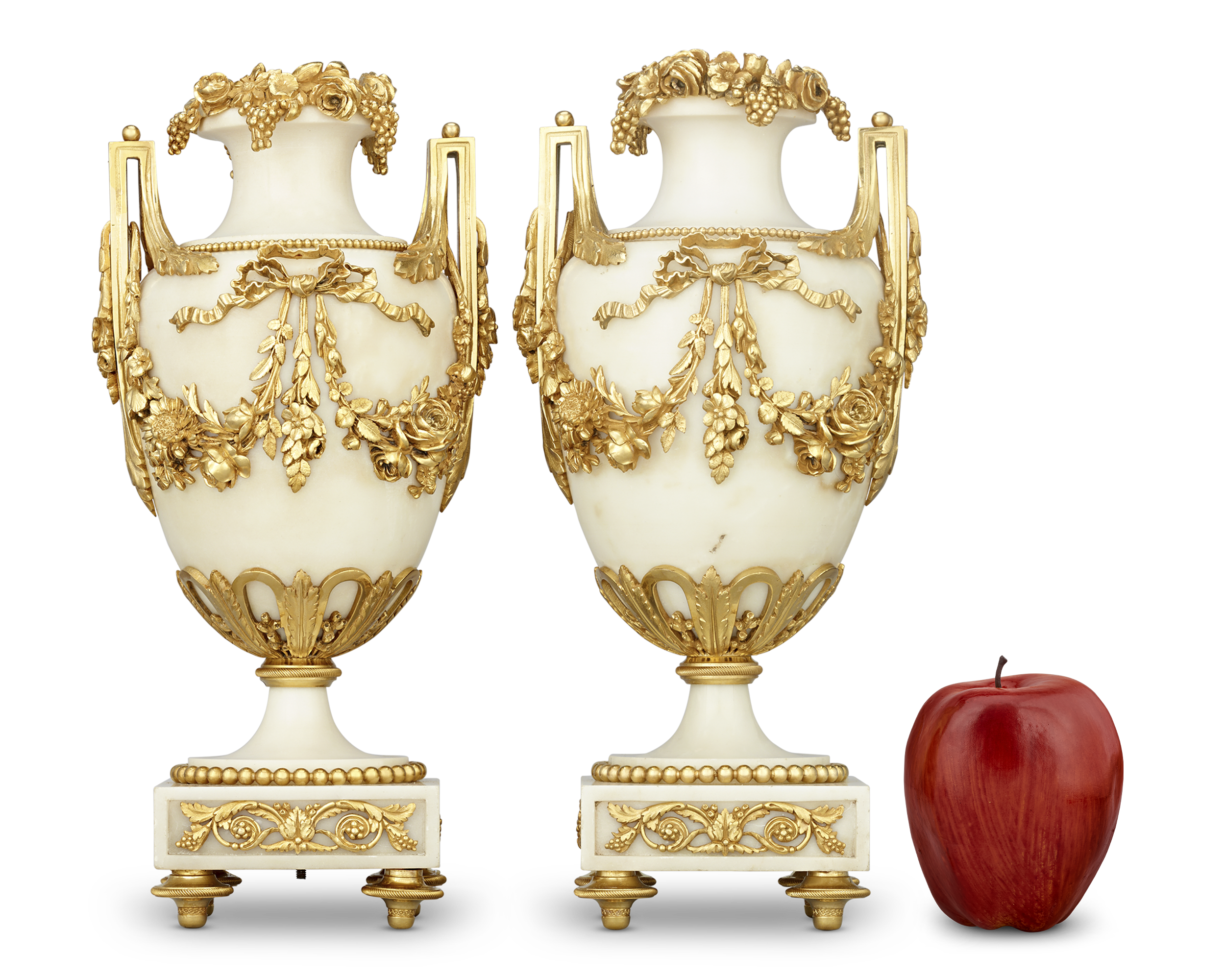 Louis XVI Style Gilt Marble Vases