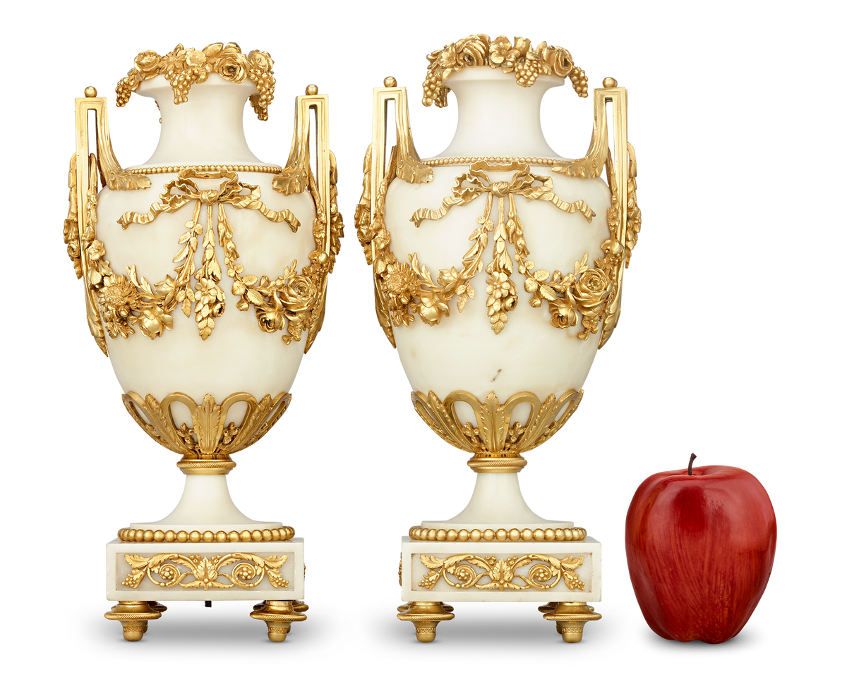 Louis XVI Style Gilt Marble Vases