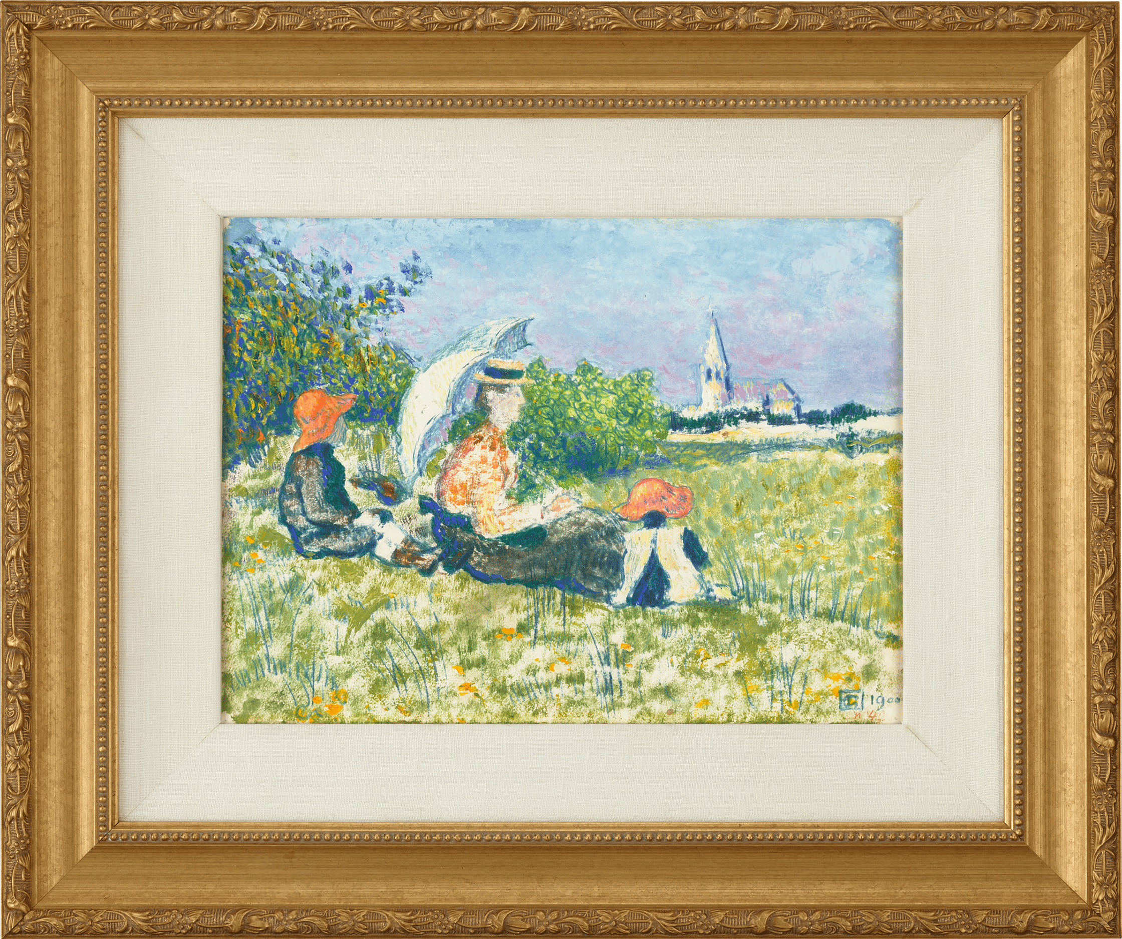 Madame Lemmen et ses enfants dans un jardin by Georges Lemmen