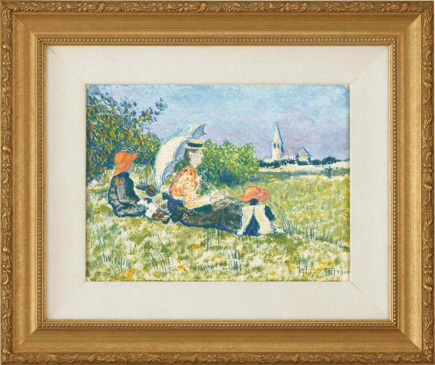 Madame Lemmen et ses enfants dans un jardin by Georges Lemmen