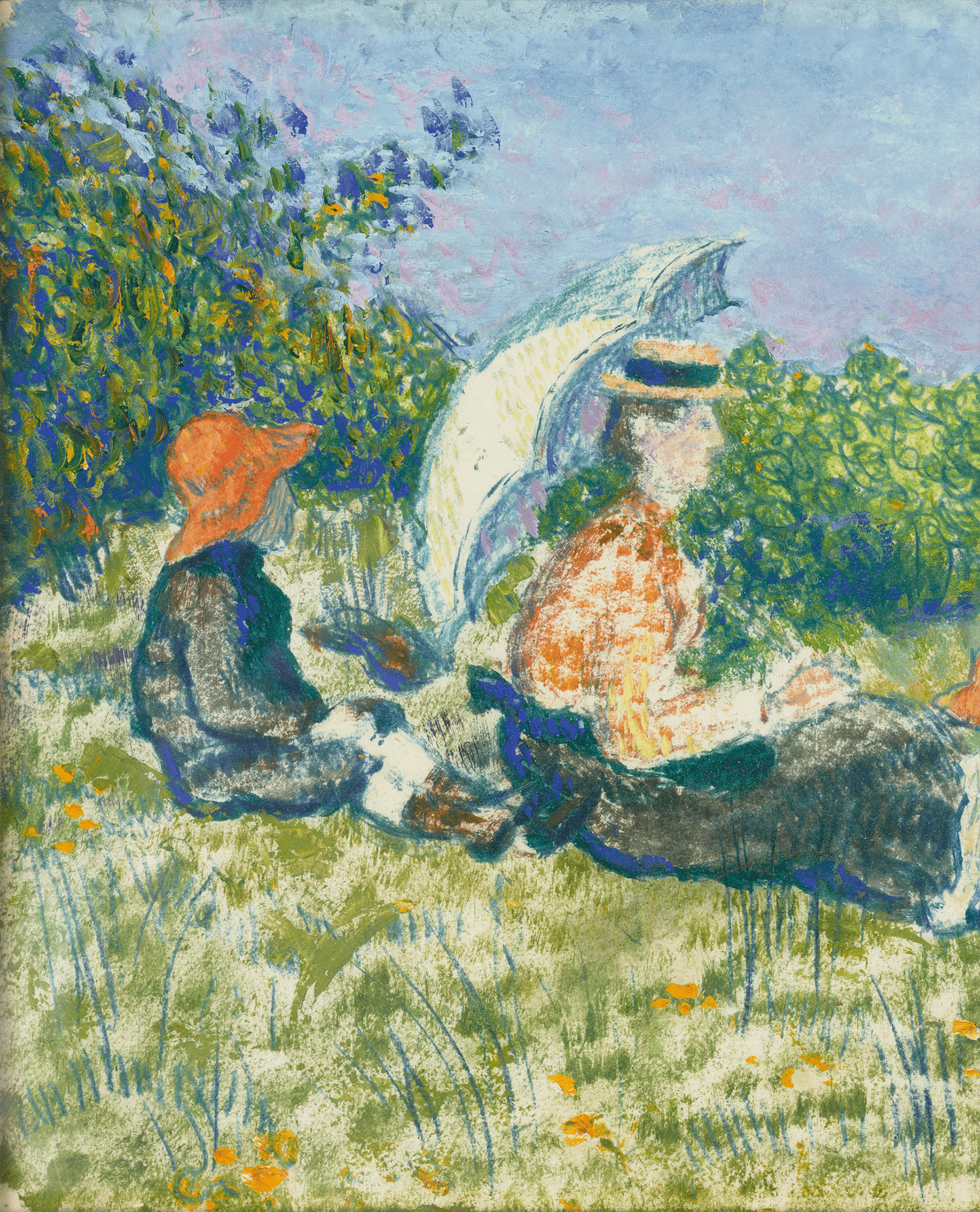 Madame Lemmen et ses enfants dans un jardin by Georges Lemmen