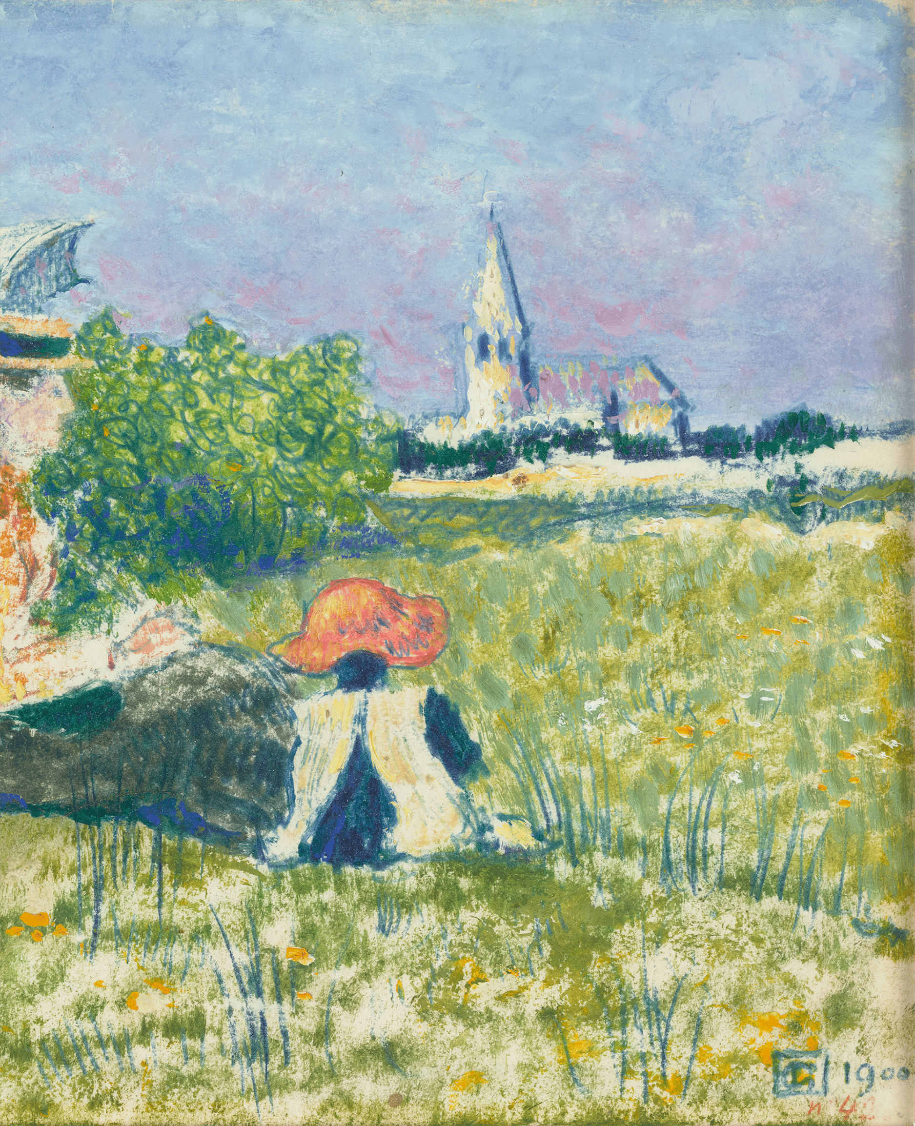 Madame Lemmen et ses enfants dans un jardin by Georges Lemmen