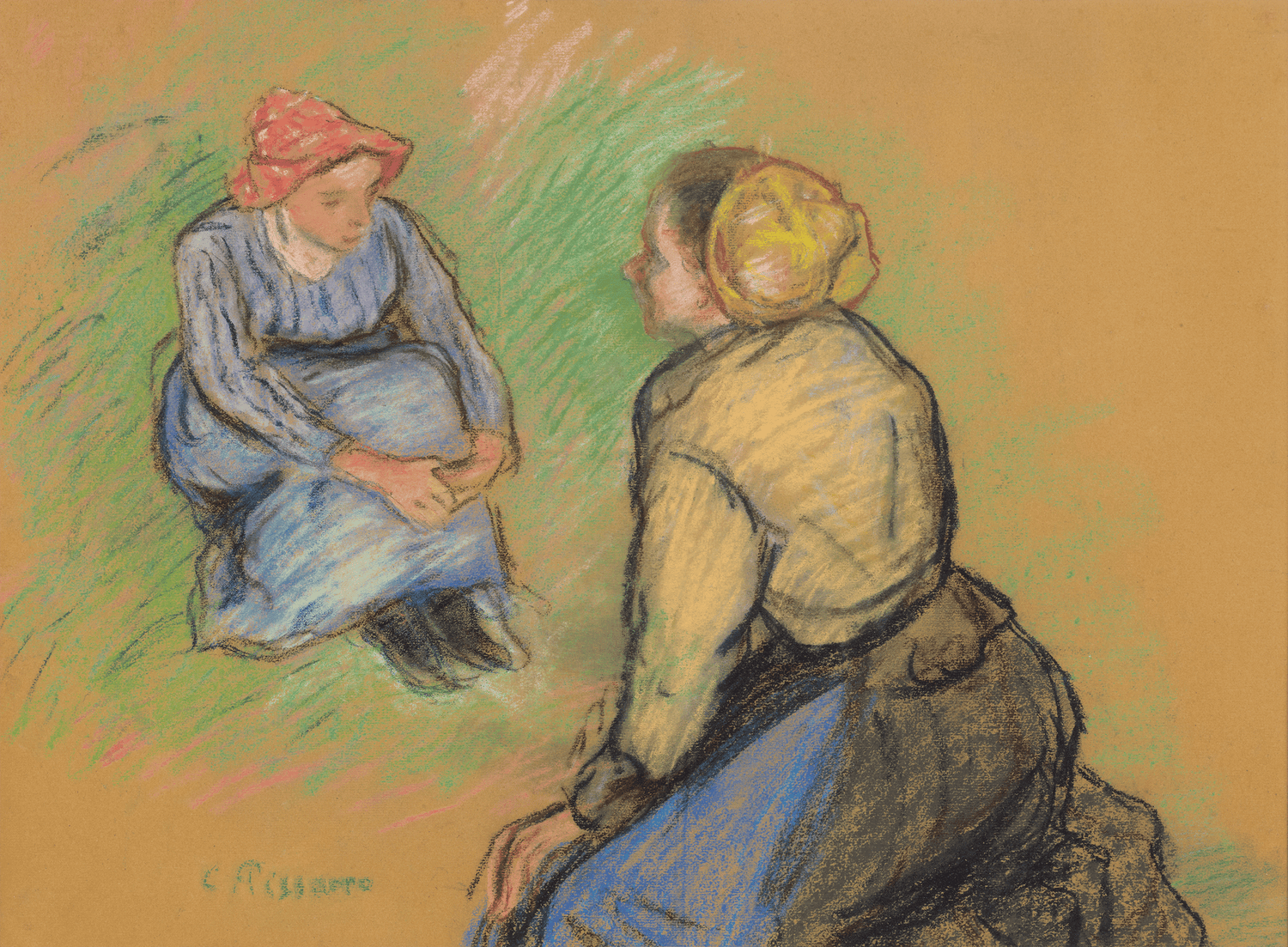 Paysannes assises by Camille Pissarro