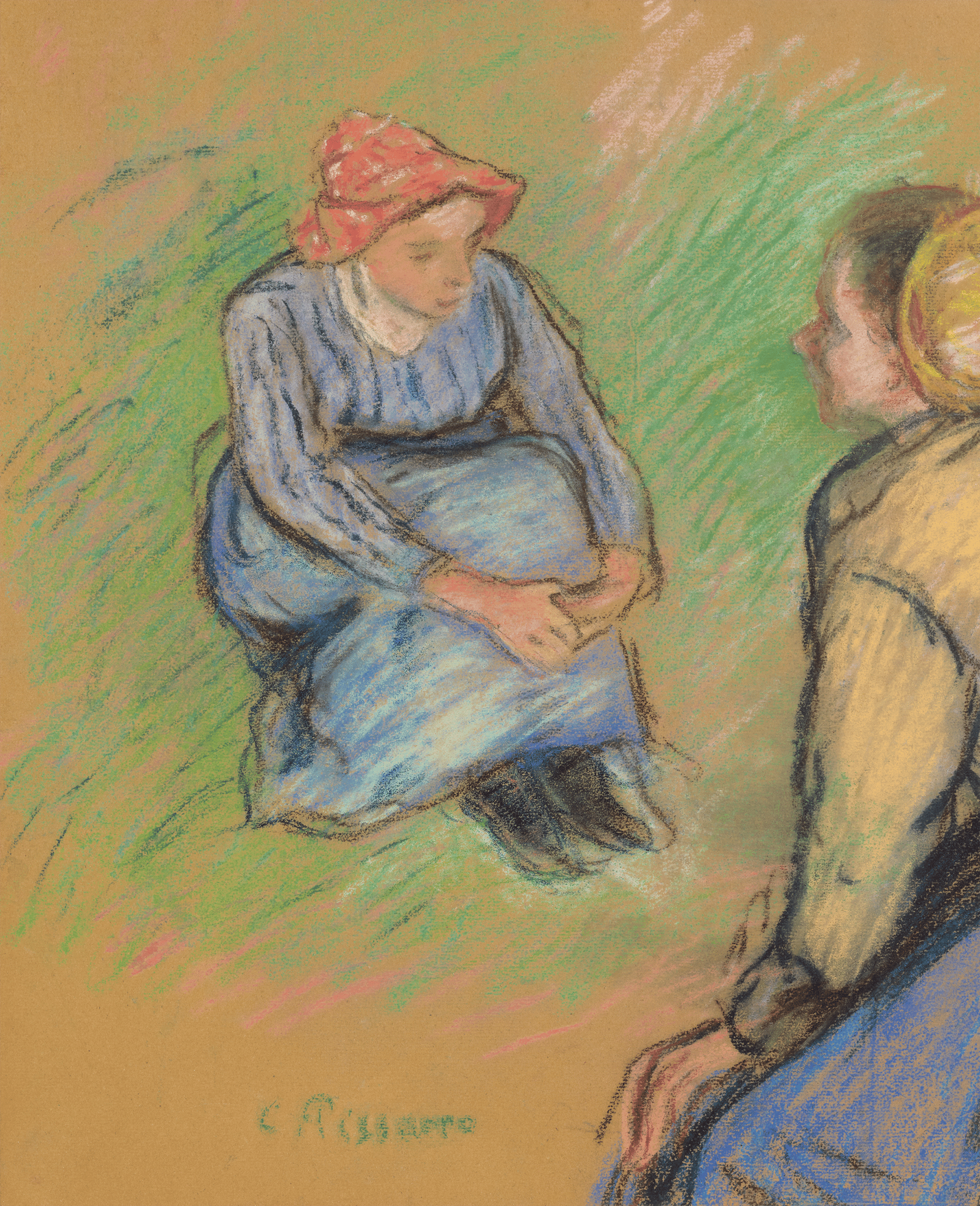 Paysannes assises by Camille Pissarro