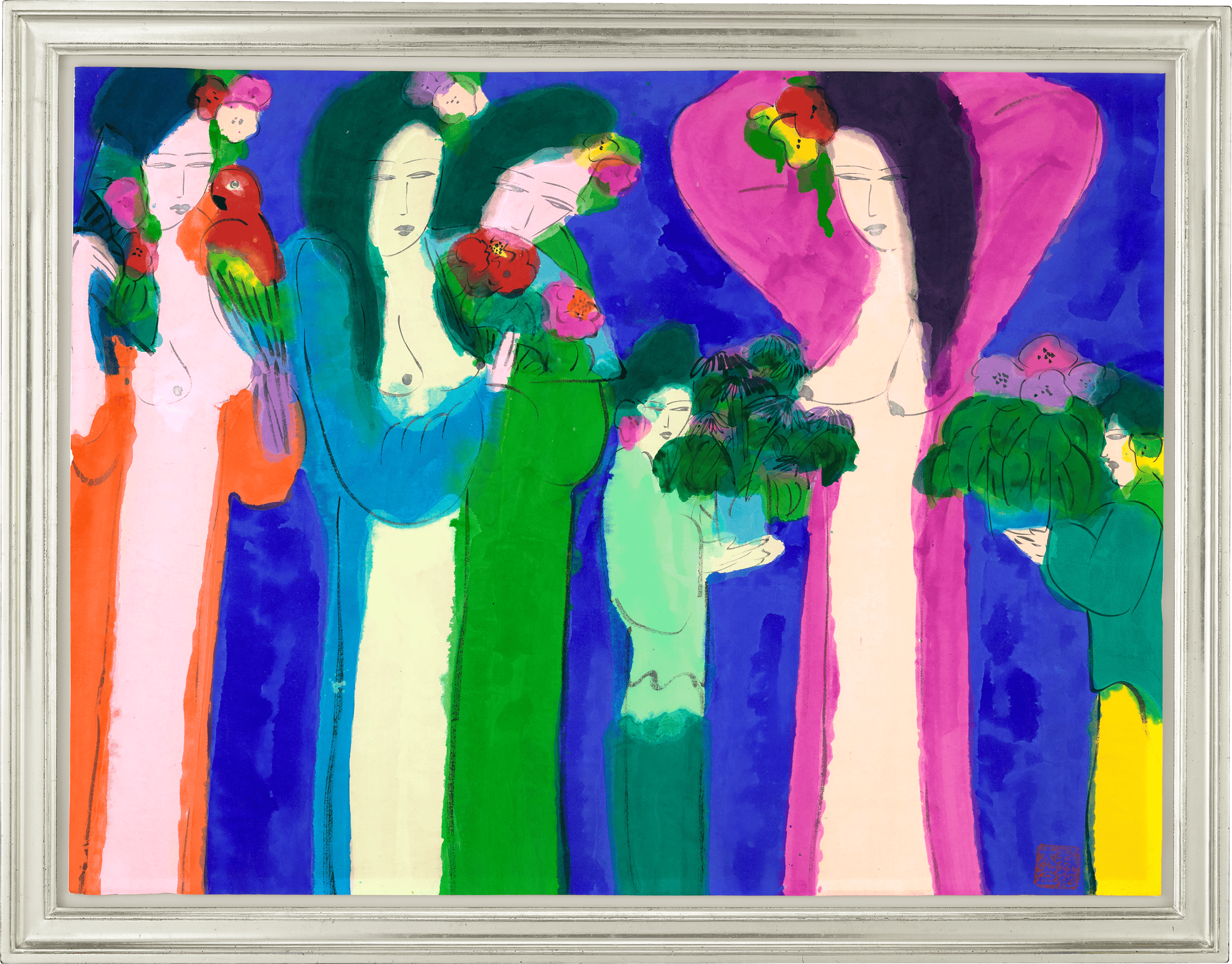 Beauties with Flowers by Walasse Ting