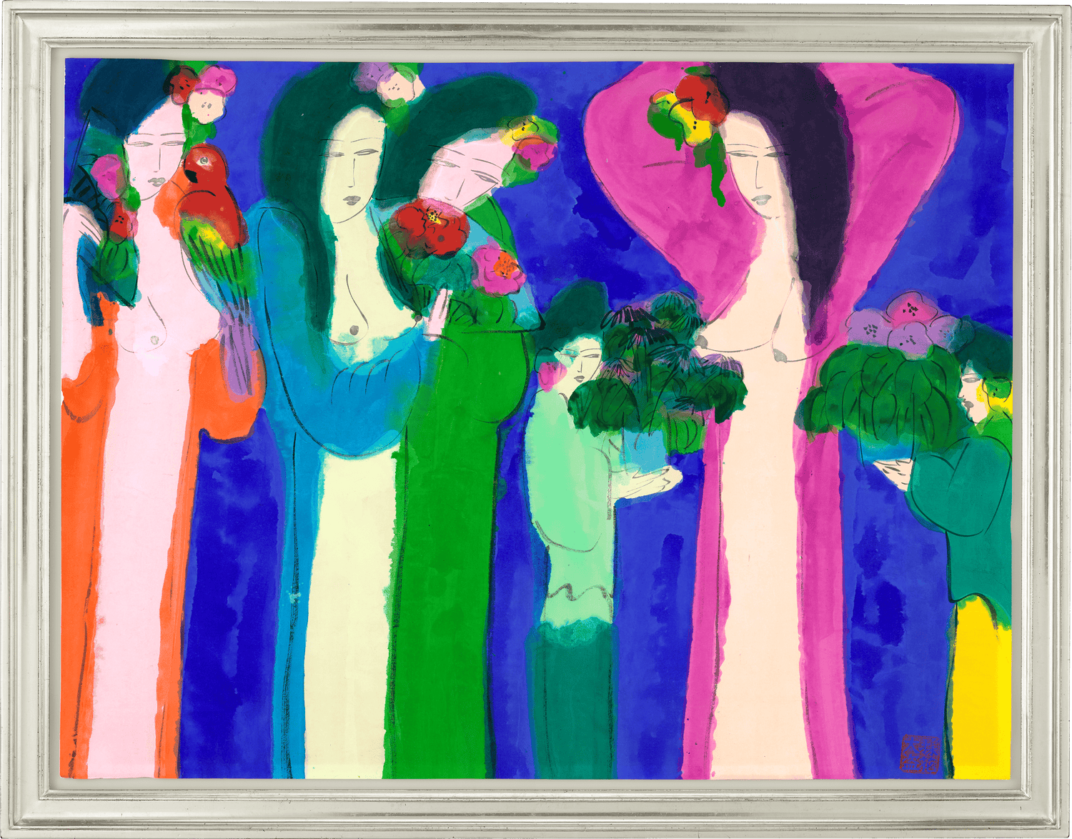 Beauties with Flowers by Walasse Ting