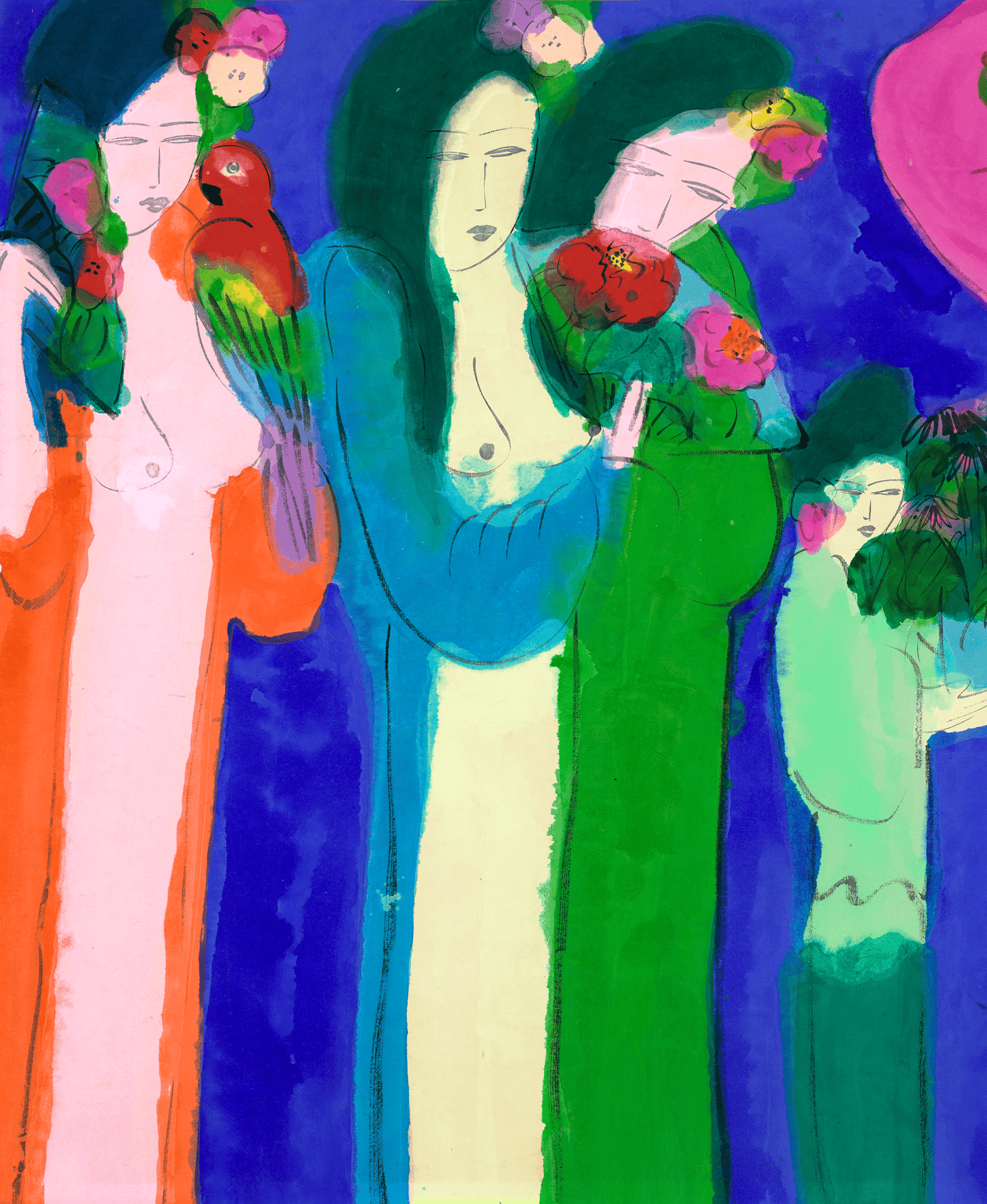 Beauties with Flowers by Walasse Ting