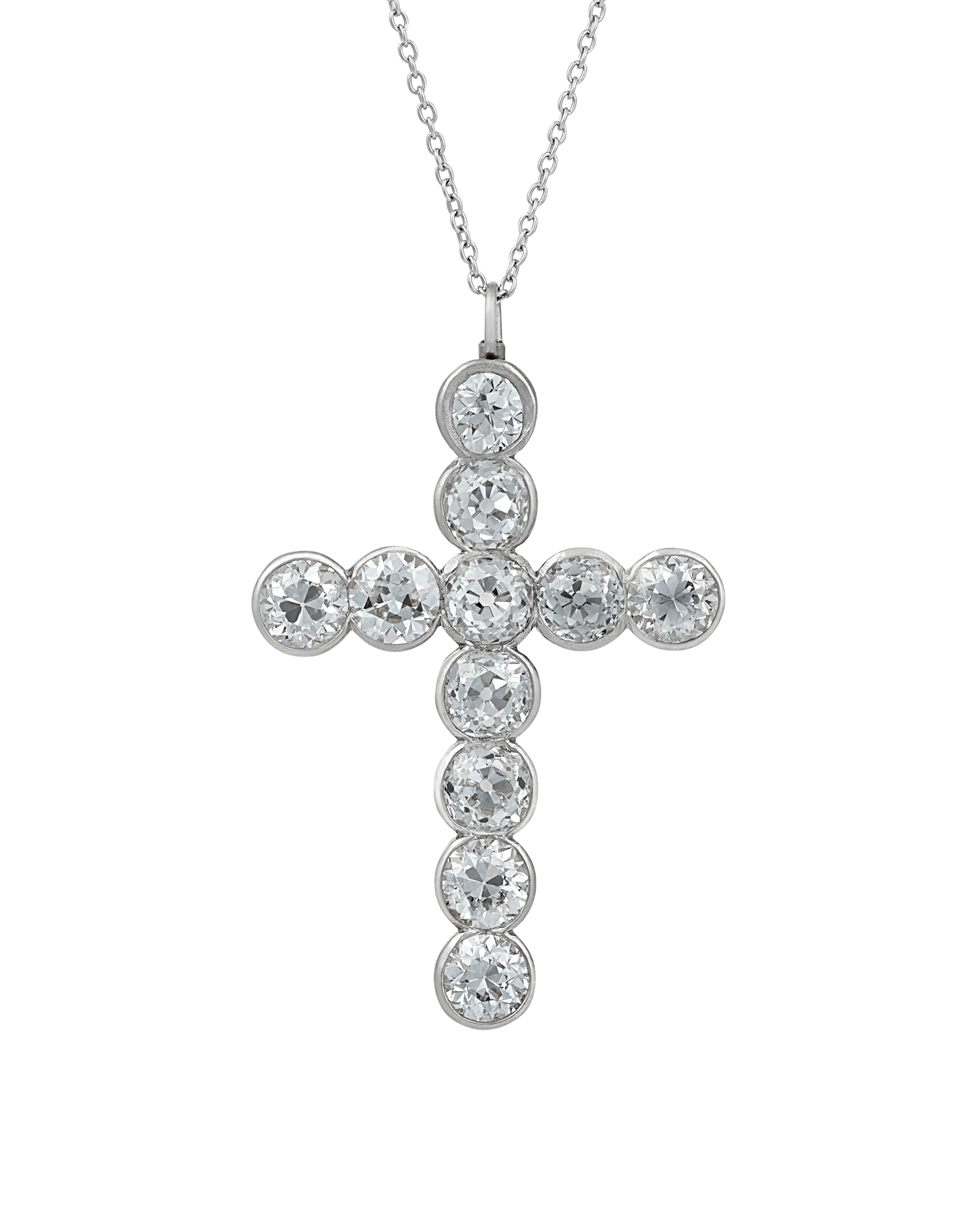Old European Cut Diamond Cross Pendant, 4.65 carats