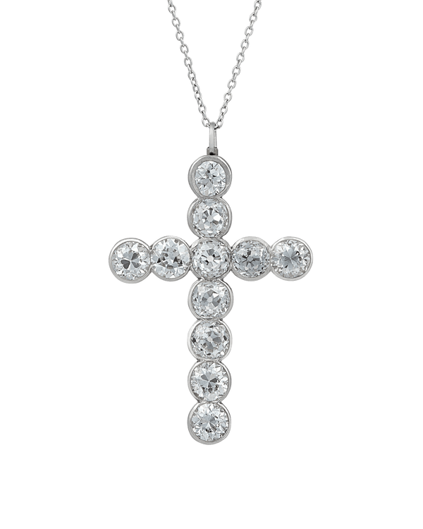 Old European Cut Diamond Cross Pendant, 4.65 carats