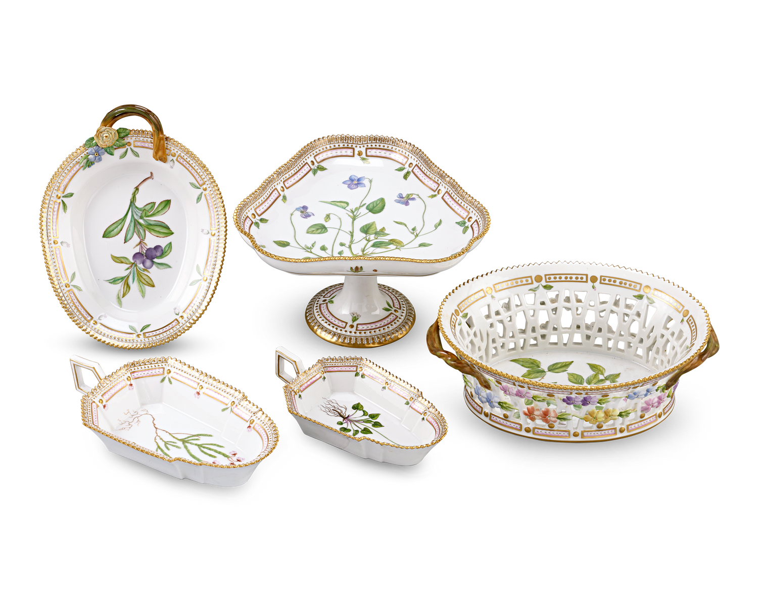 Flora Danica Porcelain Dinner Service by Royal Copenhagen, 107 Pieces