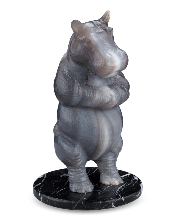 Carved Quartz Hippopotamus by Andreas von Zadora-Gerlof